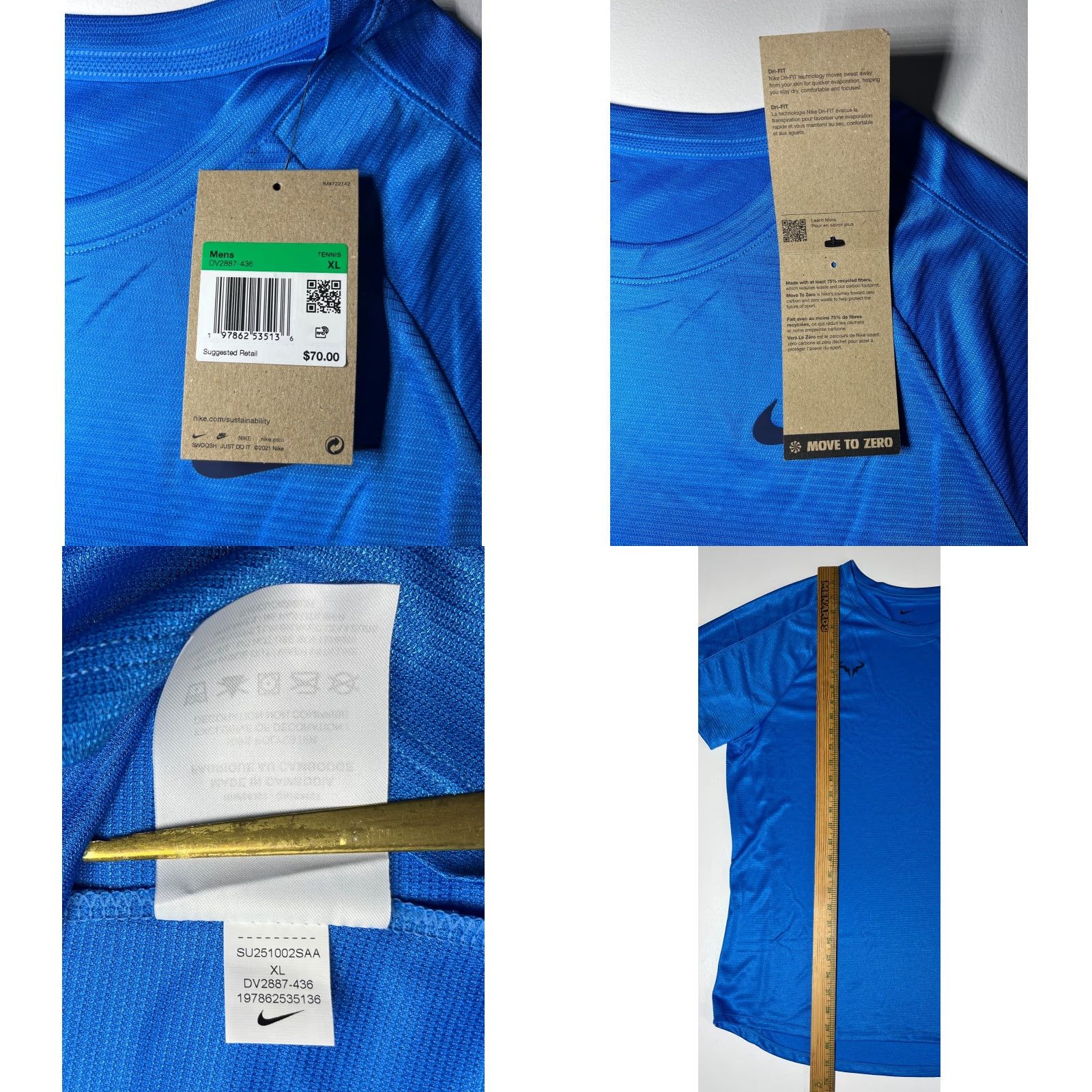 Nike Nike Rafael Nadal T-Shirt Nike Dri-Fit Men’s XL Blue DV2887-436 Size US XL / EU 56 / 4 - 8 Thumbnail