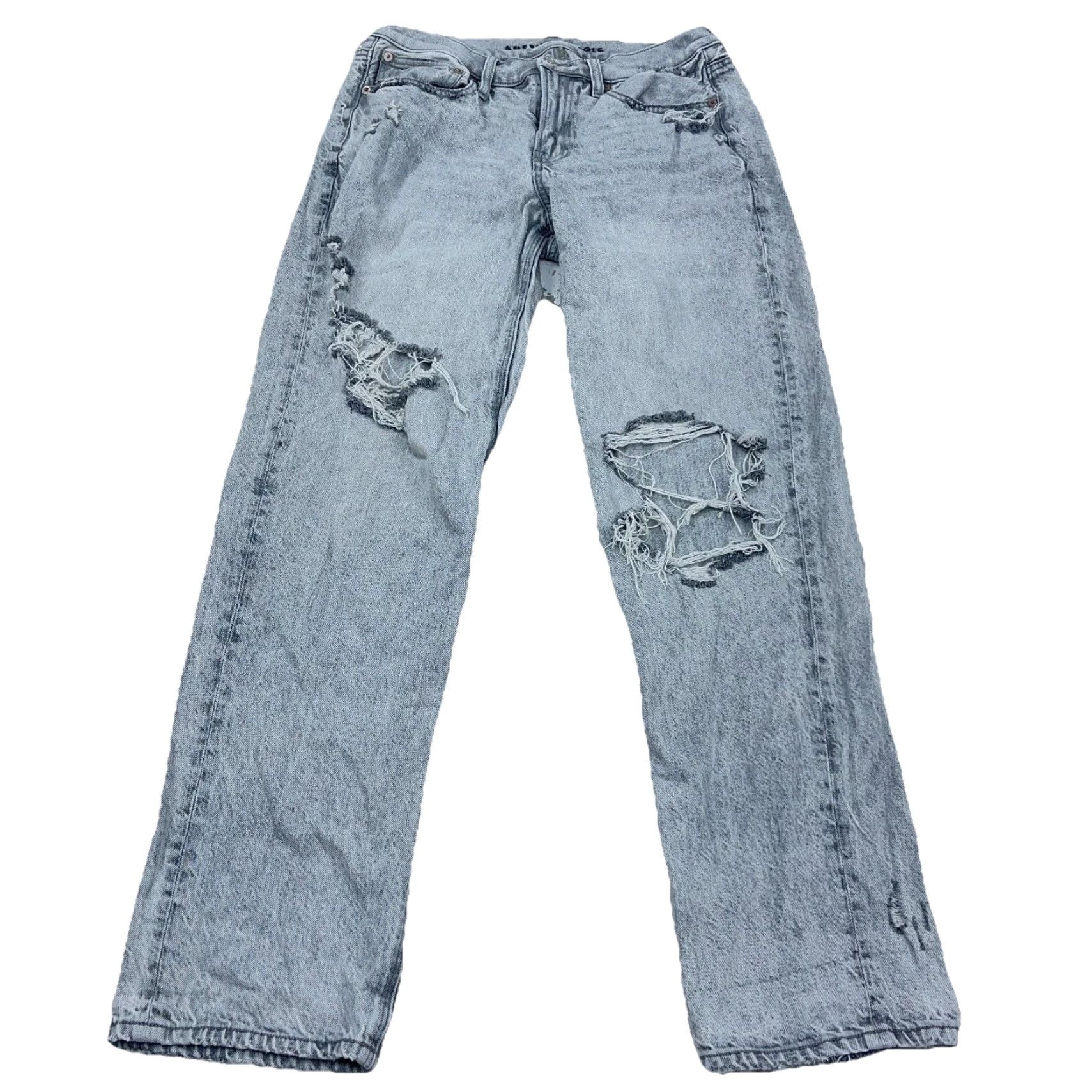 American Eagle Outfitters VINTAGE American Eagle Jeans Women 6 90s Straight Mom Retro Gray Acid Wash Holes Ripped Size 28" / US 6 / IT 42 - 2 Thumbnail