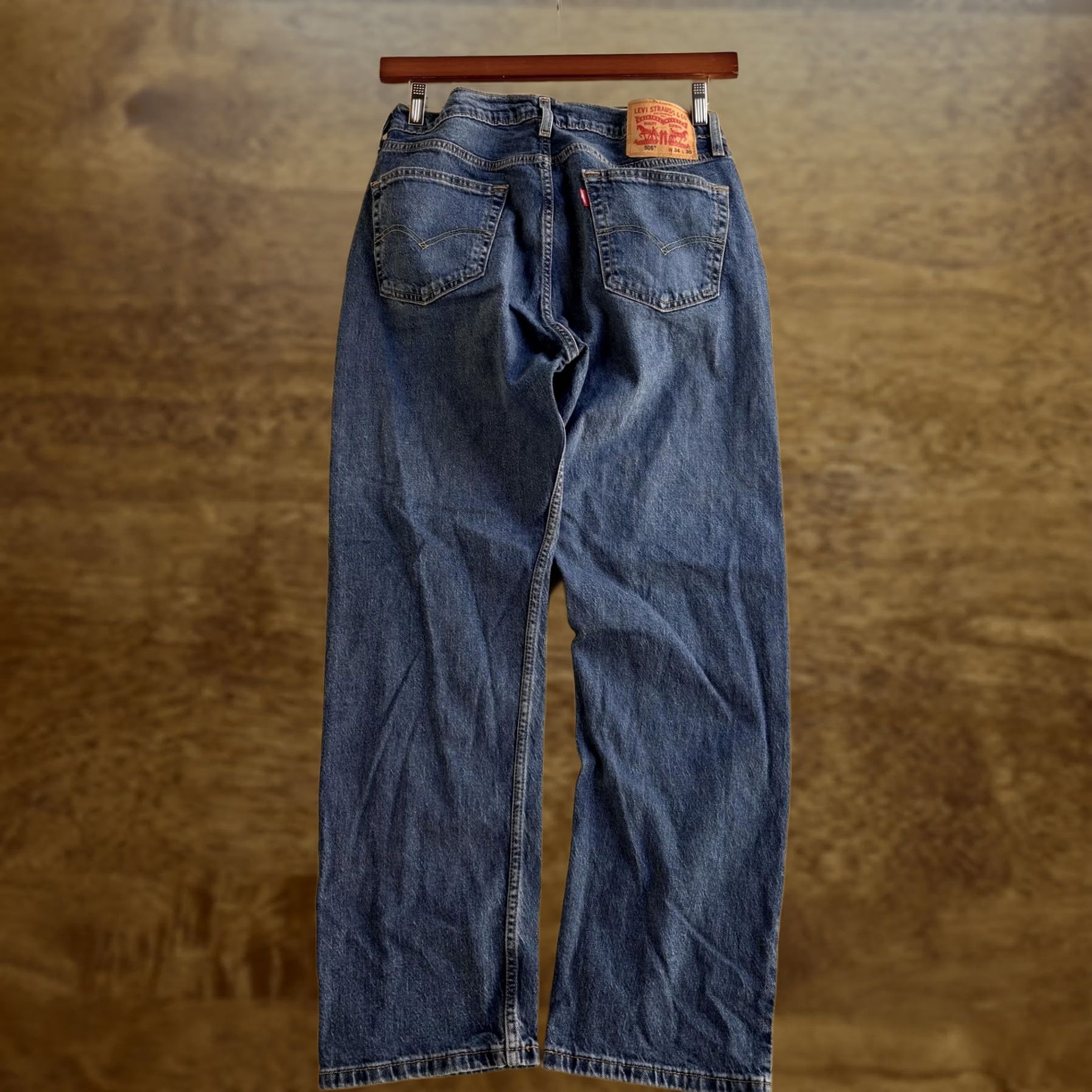 Levi's Levi's 505 Jeans Mens 34x30 Medium Wash Blue Denim Regular Straight Casual Size US 34 / EU 50 - 1 Thumbnail