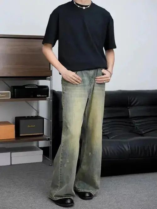 Delusion Vintage distressed wide-leg draped jeans Size US 32 / EU 48 - 2 Thumbnail