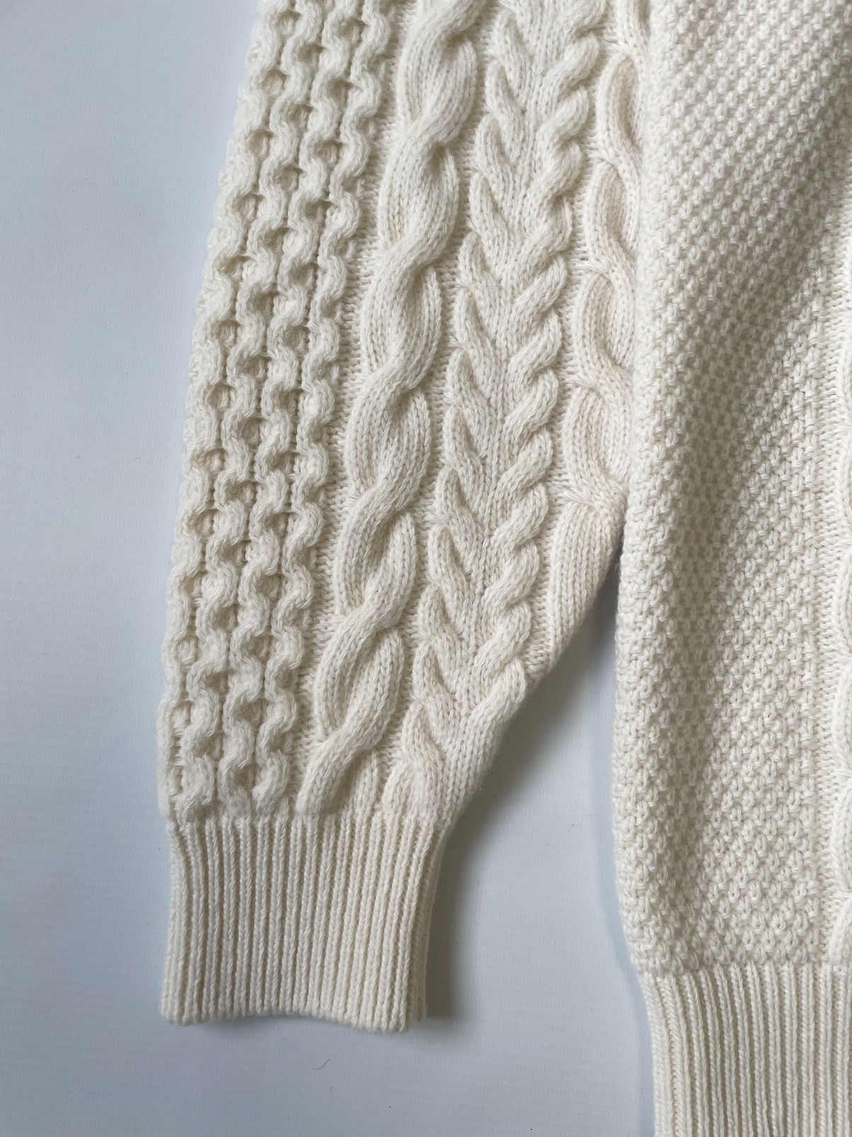 Ann Demeulemeester Cream ‘Aran’ Cable Knit Sweater Size US M / EU 48-50 / 2 - 17 Thumbnail