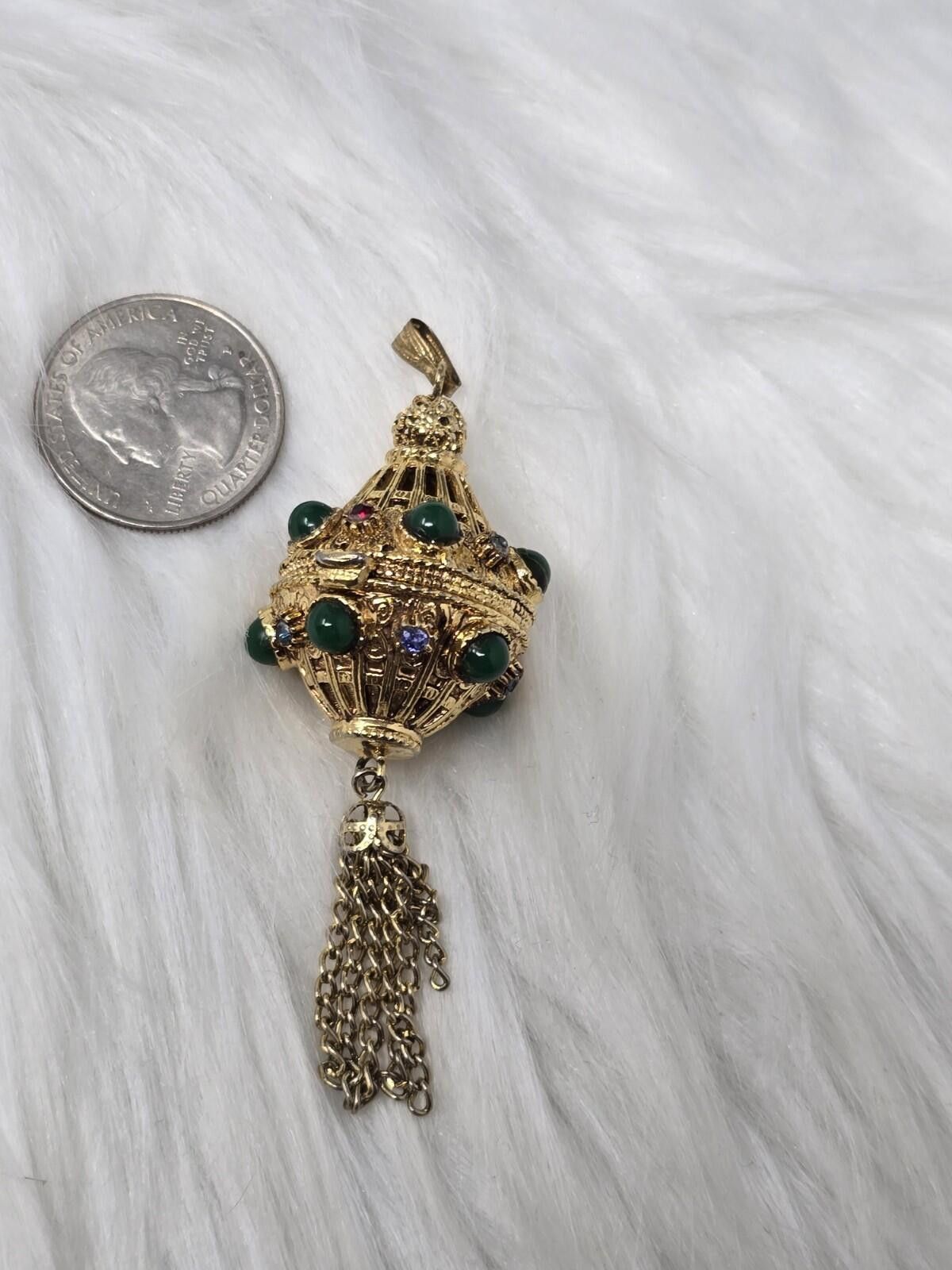 Conte of Florence Signed Florenza Etruscan Vinaigrette Perfume Pendant Tassel Size ONE SIZE - 1 Thumbnail