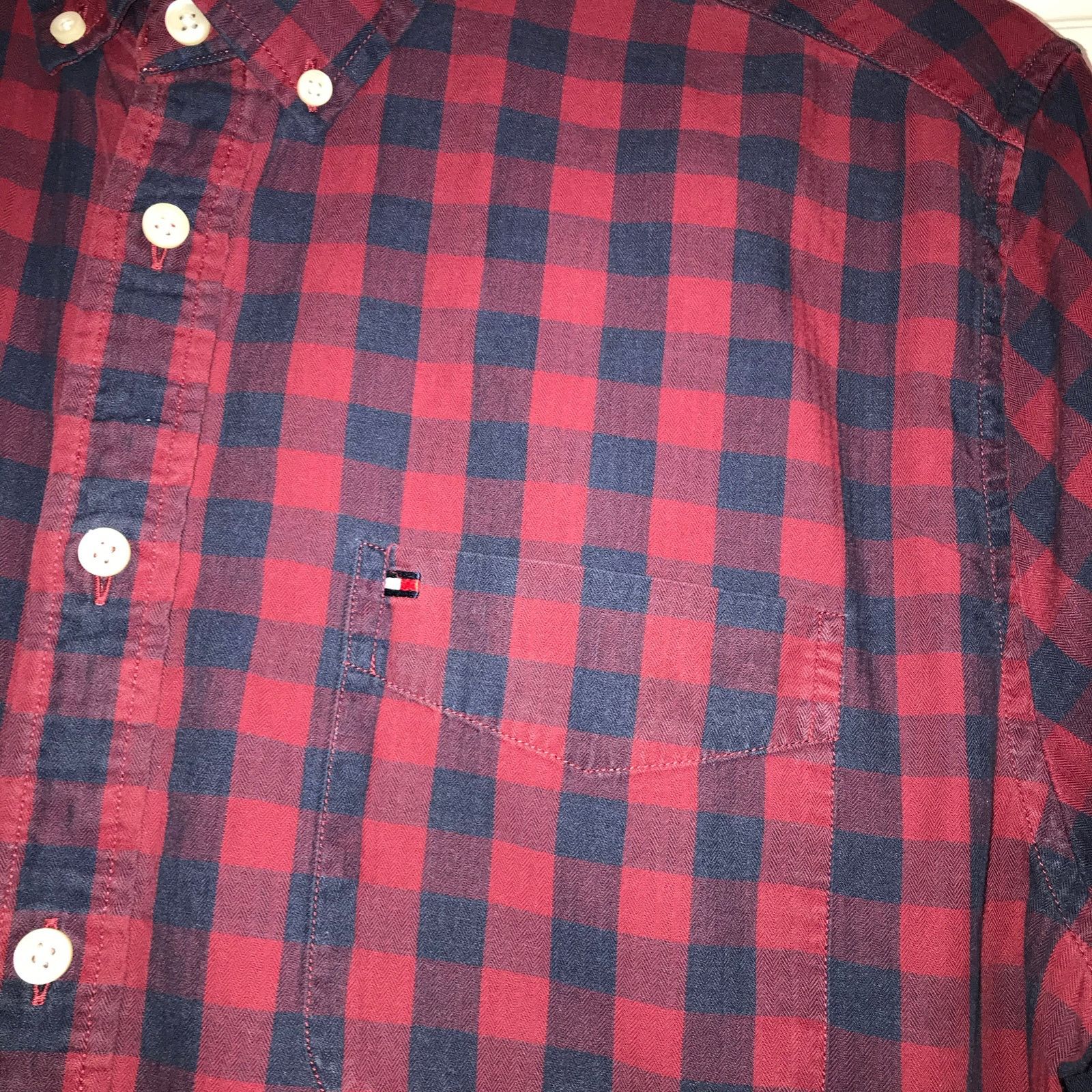 Tommy Hilfiger TOMMY HILFINGER Classic Fit Shirt Men's L Red & Blue LS Size US L / EU 52-54 / 3 - 3 Thumbnail