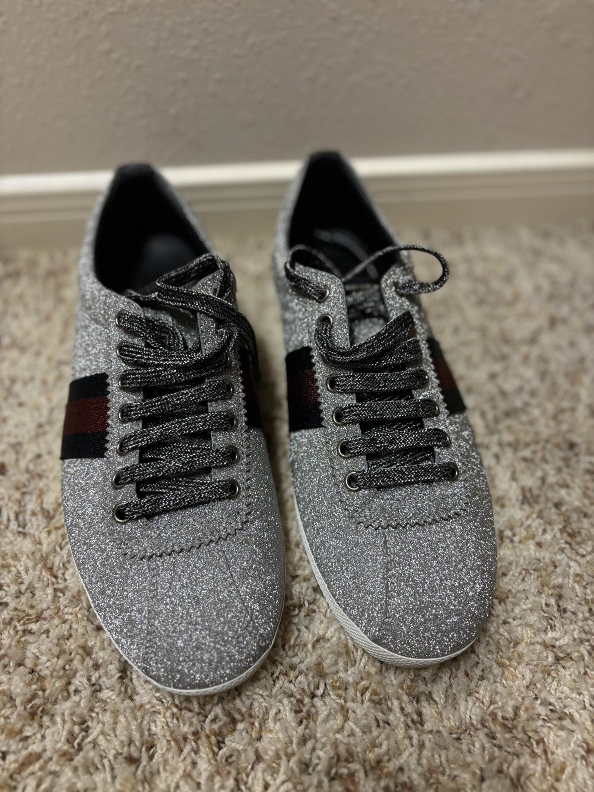 Gucci Gucci Glitter Silver Striped Sneakers Bambi Size US 8.5 / EU 41-42 - 9 Thumbnail