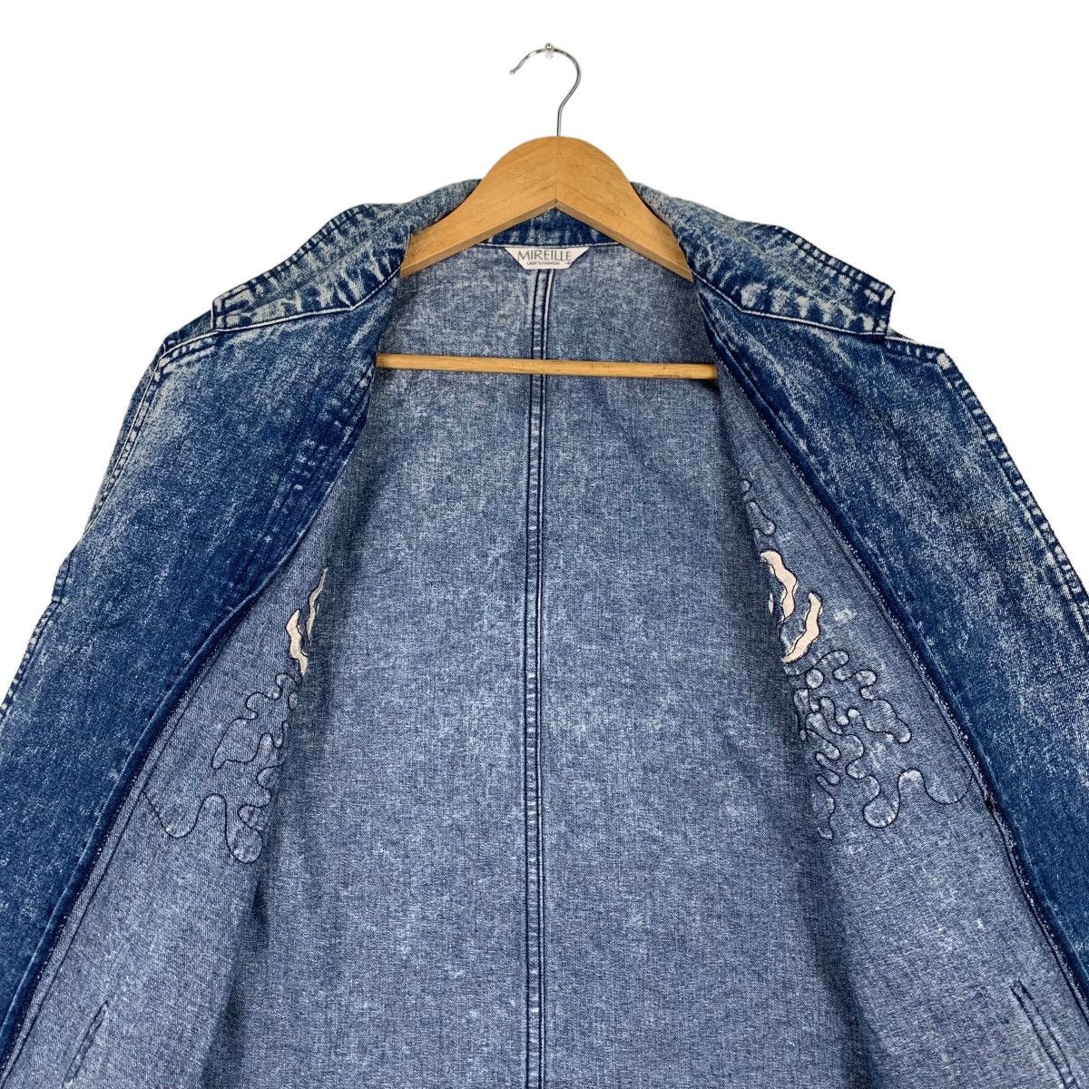 Japanese Brand MIREILLE Embroidery Logo Acid Wash Denim Jacket #1096-C50 Size L / US 10 / IT 46 - 12 Thumbnail