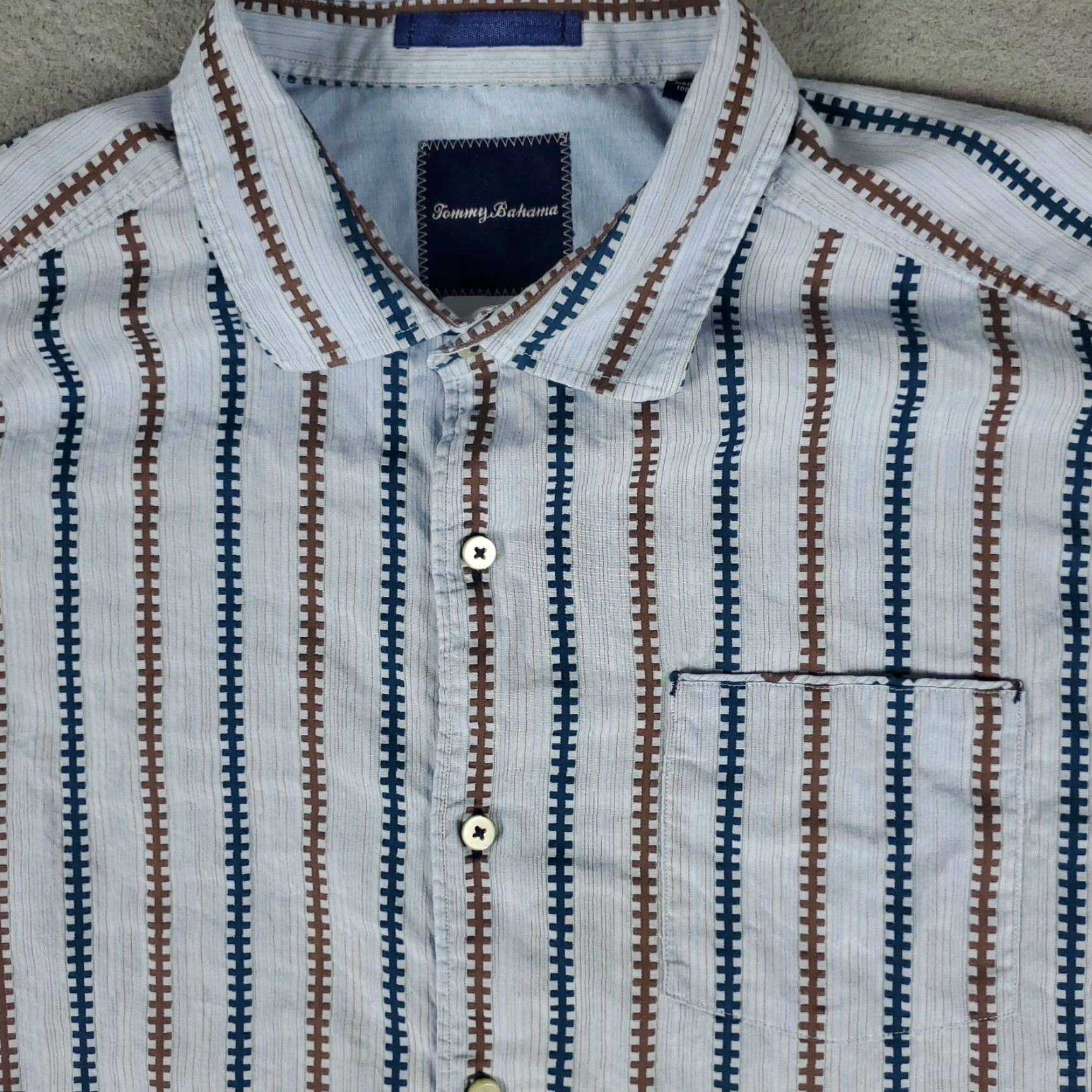 Tommy Bahama Tommy Bahama Shirt Mens XL Blue Striped Button-Up Long Sleeve Cotton Size US XL / EU 56 / 4 - 2 Thumbnail