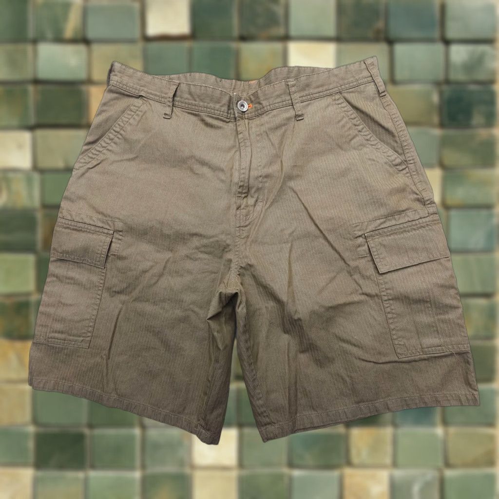 Faconnable Vtg Façonnable Cargo Shorts Mens 35 Brown Herringbone Cotton Flap Pockets Y2K Size US 35 - 1 Thumbnail