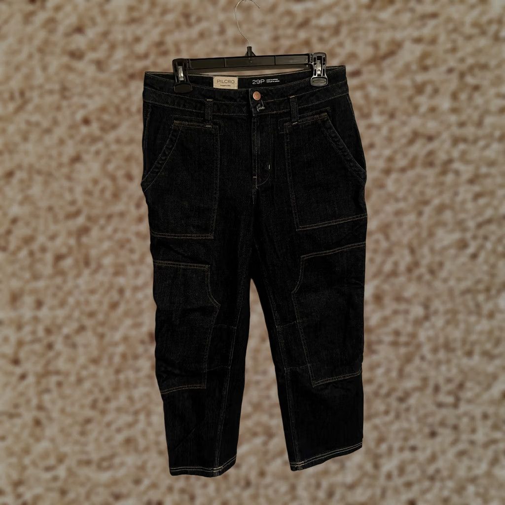 Vintage Anthropologie Pilcro Denim Jeans Women's Blue 29P Double Knee Workwear Size 29" - 1 Thumbnail