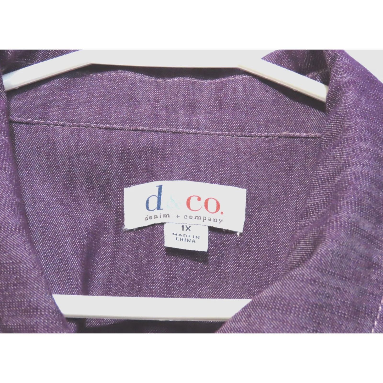 Denime D & Co. Denim + Company Women's 1X Purple Button Up Jean Jacket Shirt Jacket Womens Regular XS-XL? Size 40" / US 18 - 5 Thumbnail