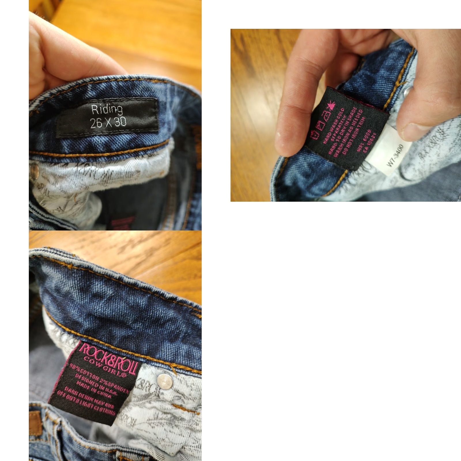 Denime VINTAGE Rock & Roll Denim Jeans Women 26 X 28 Inseam Bootcut Thick Stitch Cowboy Western Rock & Roll Denim Girls Size 26" / US 2 / IT 38 - 9 Thumbnail