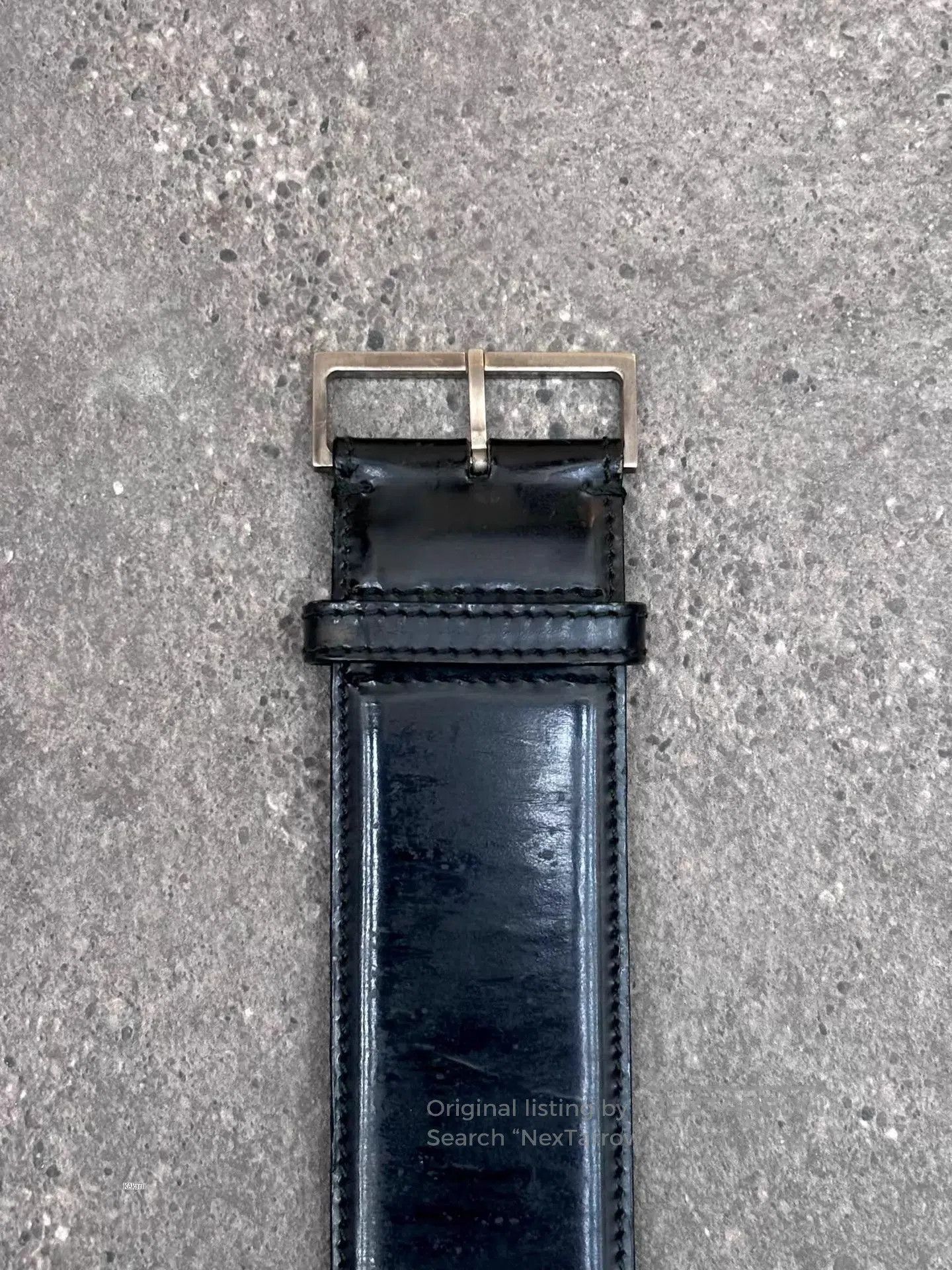 Dior Black Leather Belt with Silver Square Buckle. Size ONE SIZE - 2 Thumbnail