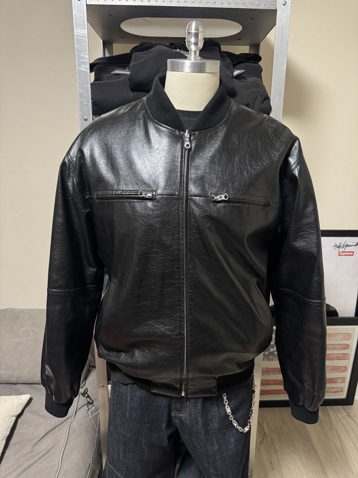 LUU DAN Lu'u Dan Reversible Faux Leather Bomber Jacket Black Size US XL / EU 56 / 4 - 12 Thumbnail