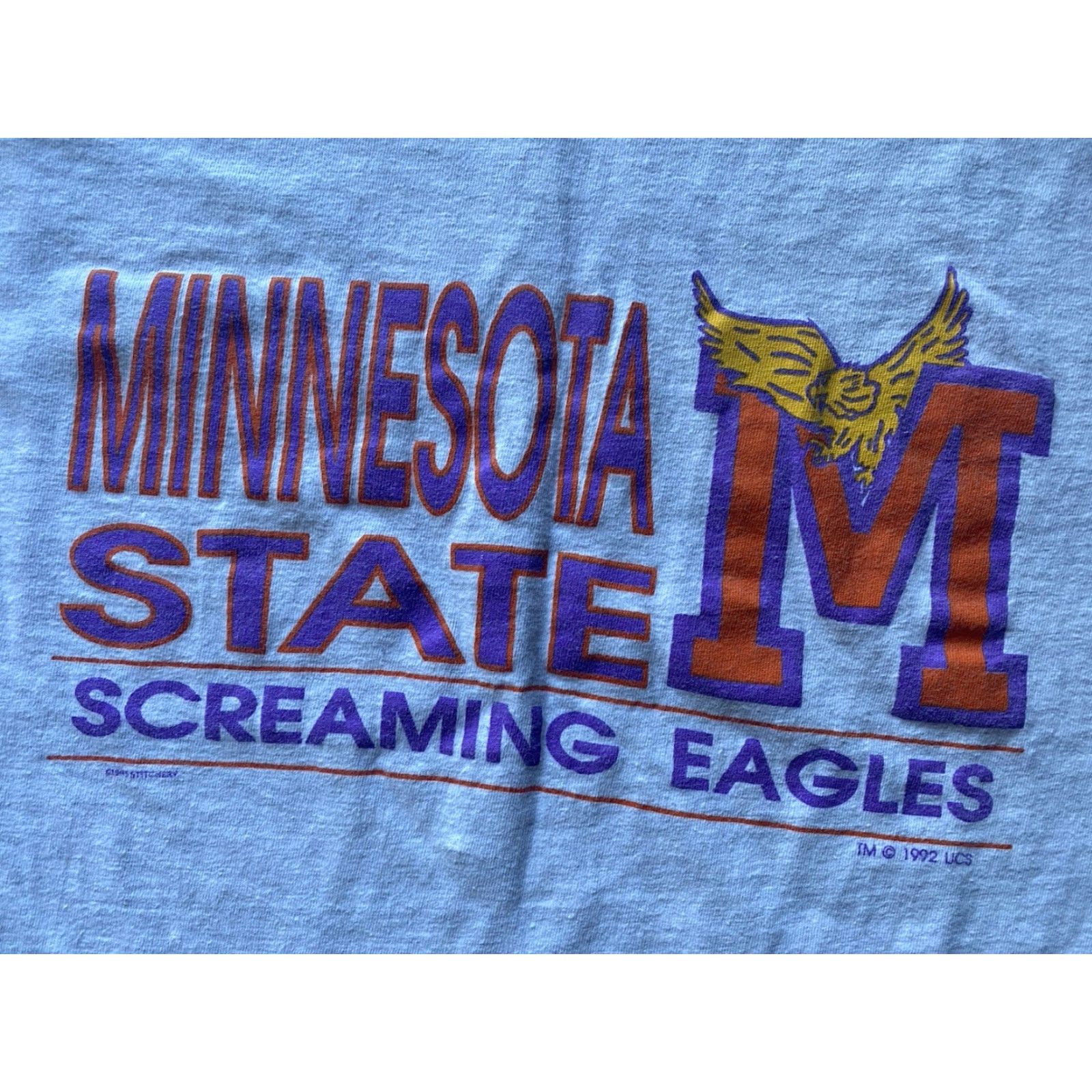 Hanes VINTAGE Hanes T-Shirt 90s Minnesota State Screaming Eagles M Gray USA Made Men Short Sleeve Shirt Size US M / EU 48-50 / 2 - 3 Thumbnail