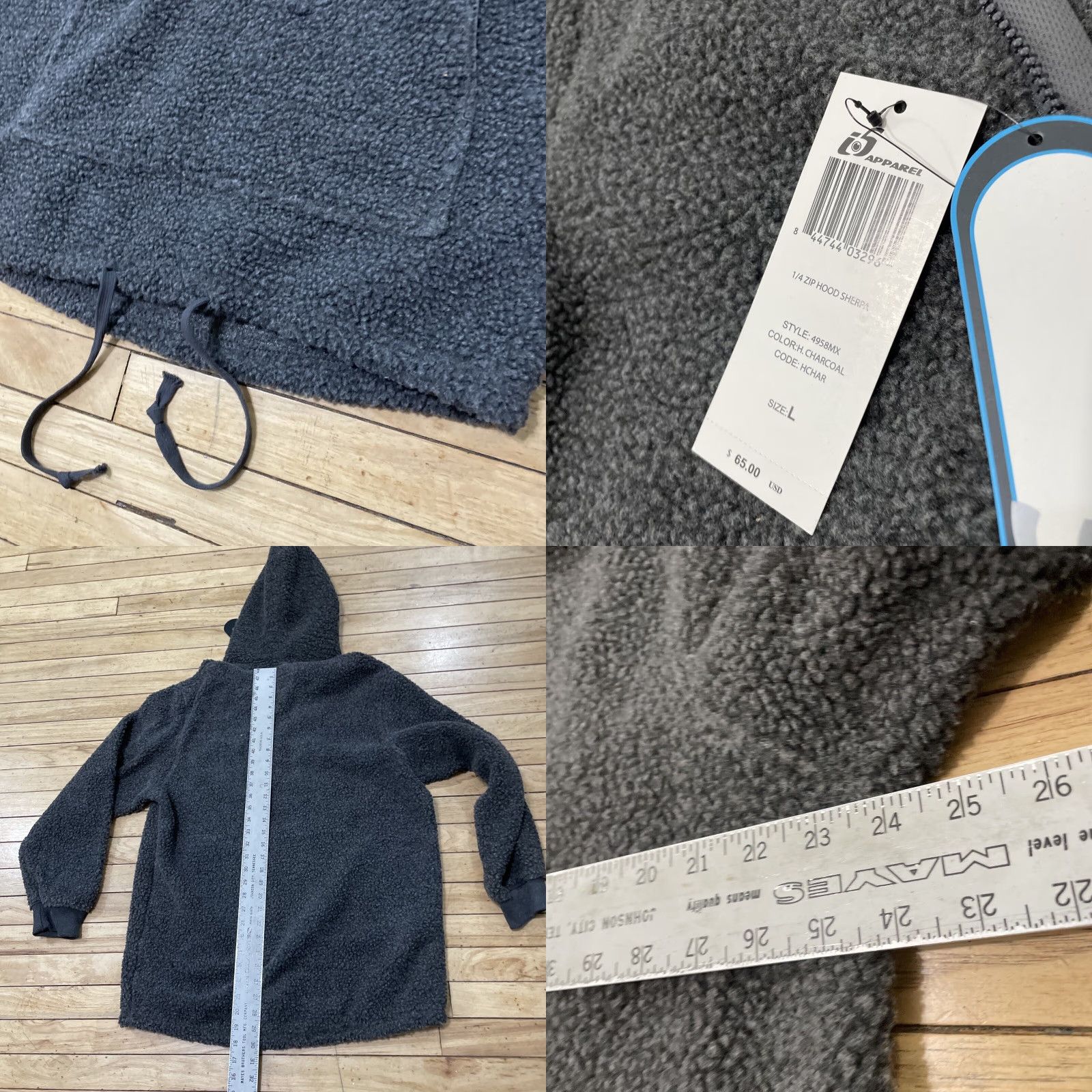 Vintage VINTAGE I5Apparel Sherpa Fleece 1/4 Zip Hood TAHOE Adult Large Charcoal Gray Warmth NEW Size US L / EU 52-54 / 3 - 8 Thumbnail