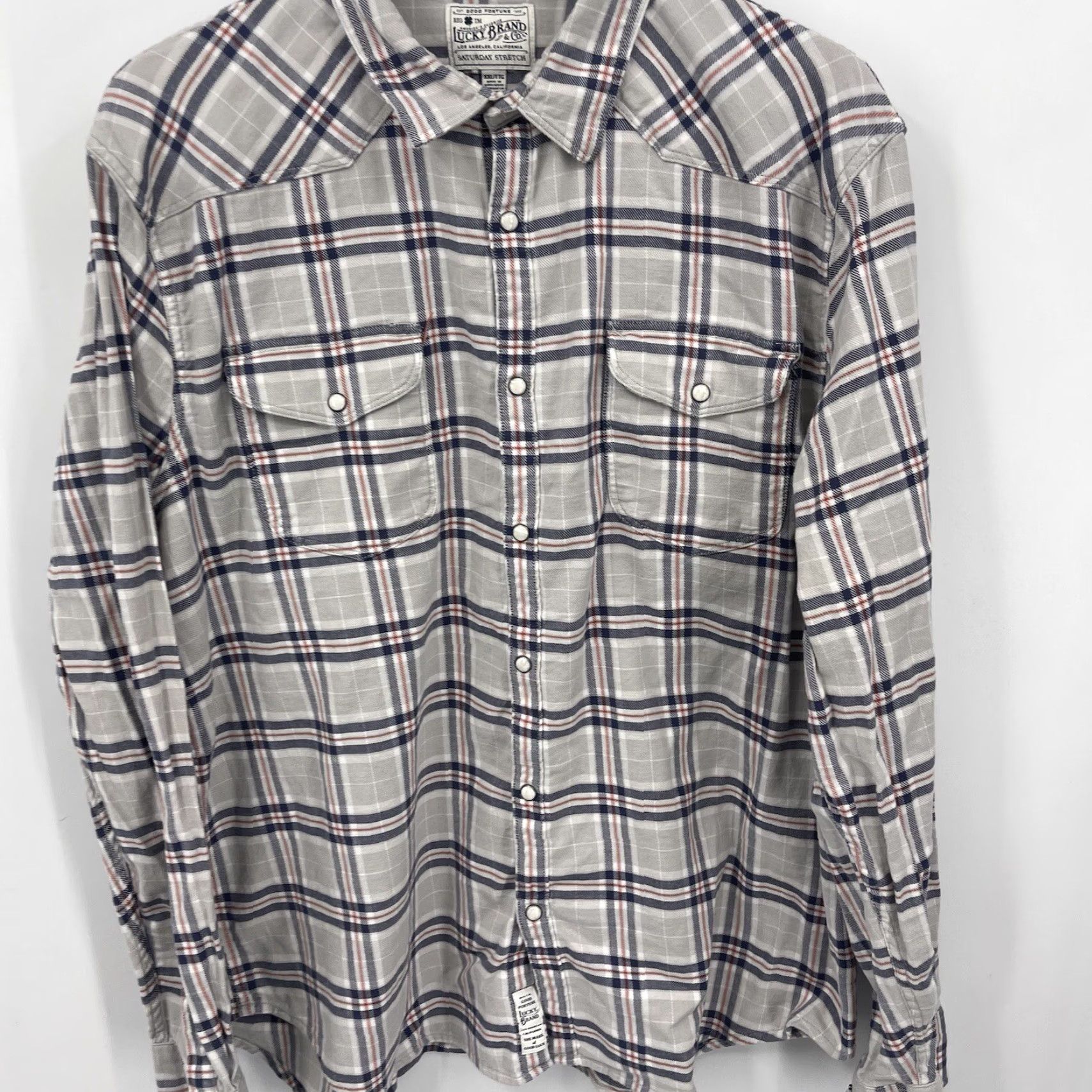 Lucky Brand Lucky Brand Western Shirt Men 2XL Pocket Stretch Plaid Casual Christmas? Size US XXL / EU 58 / 5 - 3 Thumbnail