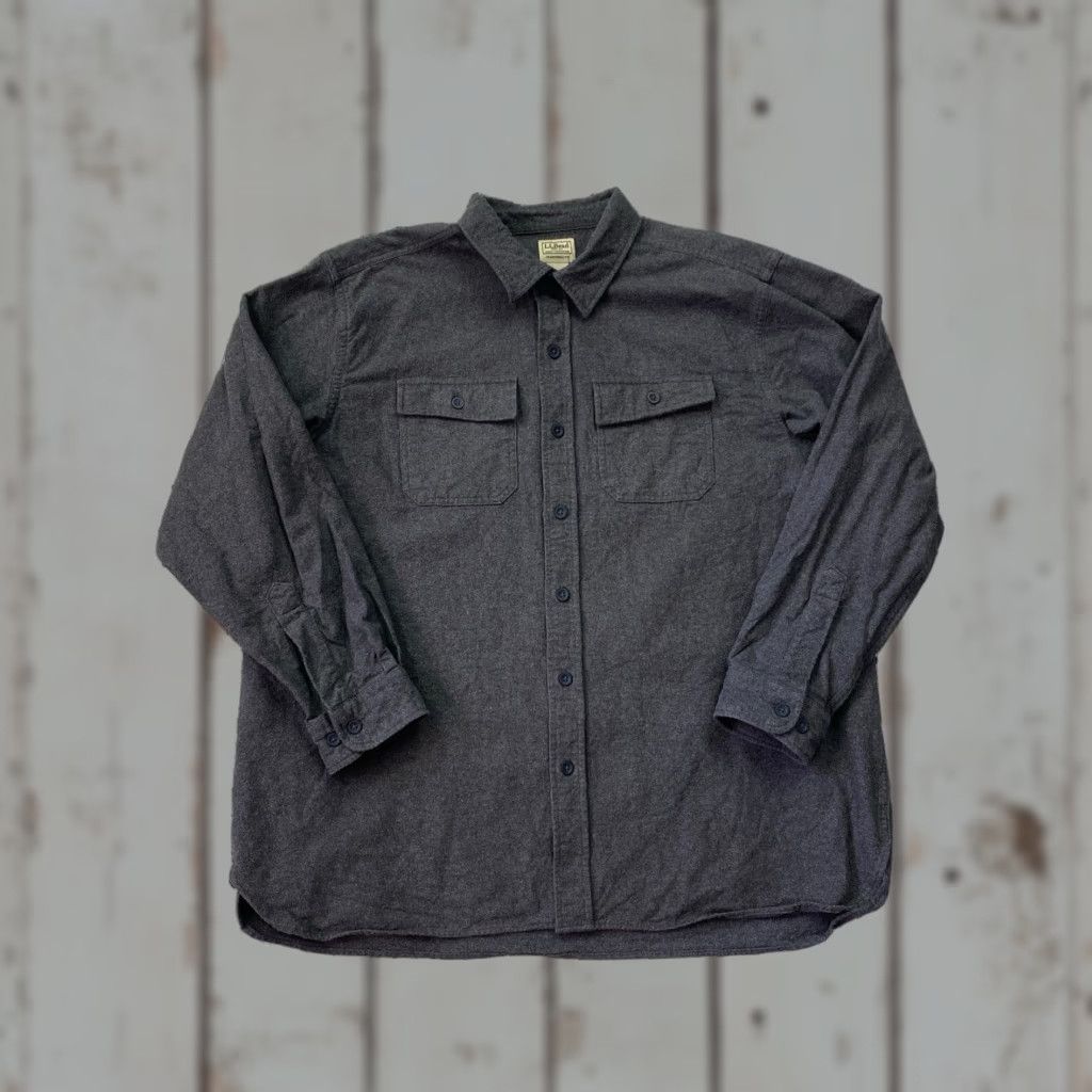 Vintage VINTAGE L.L. Bean Chamois Flannel Shirt Mens XXL Long Sleeve Gray Pocket Shirt Size US XXL / EU 58 / 5 - 1 Thumbnail