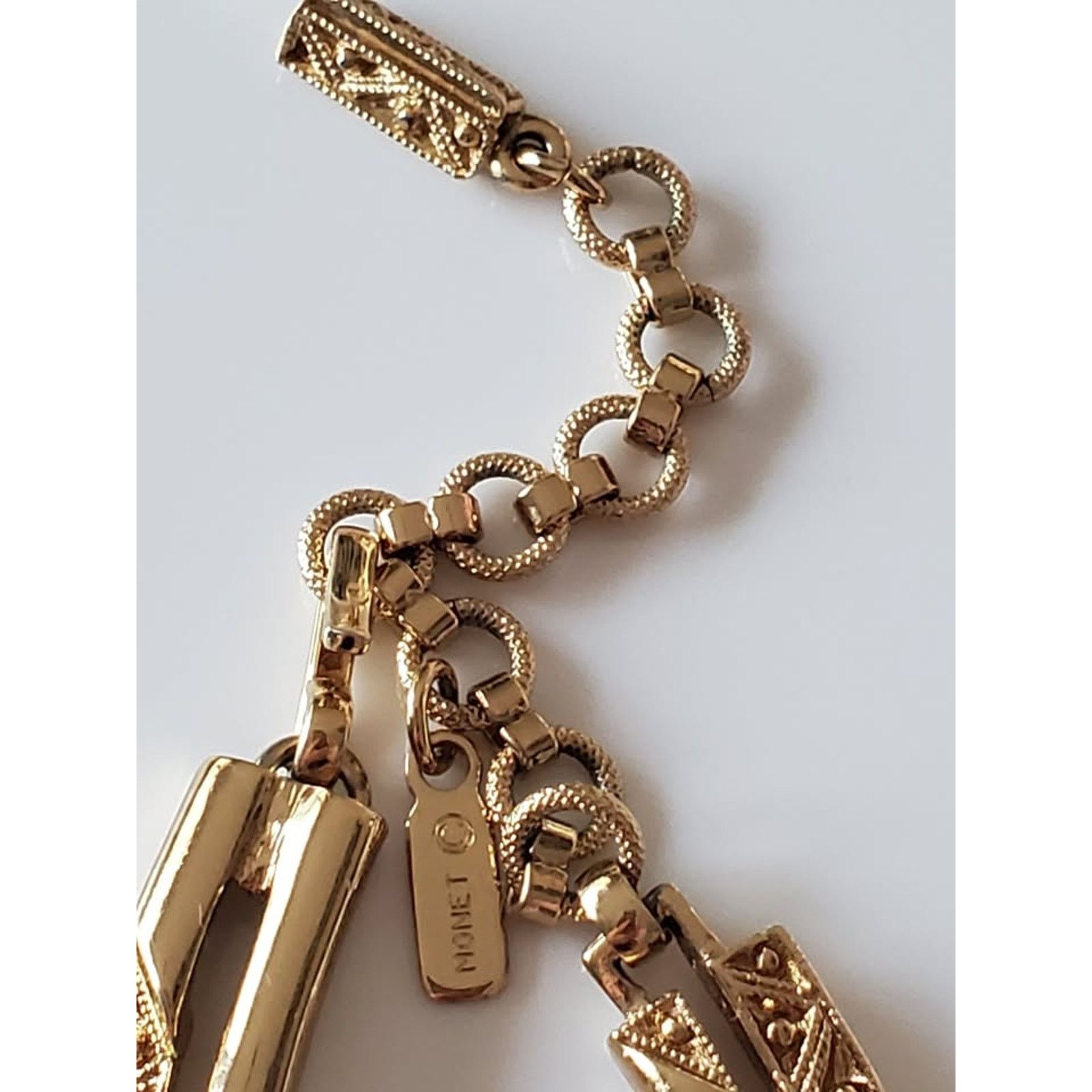 Monet Vintage Monet Gold Tone Long Rectangle Link Choker Necklace Size ONE SIZE - 3 Thumbnail