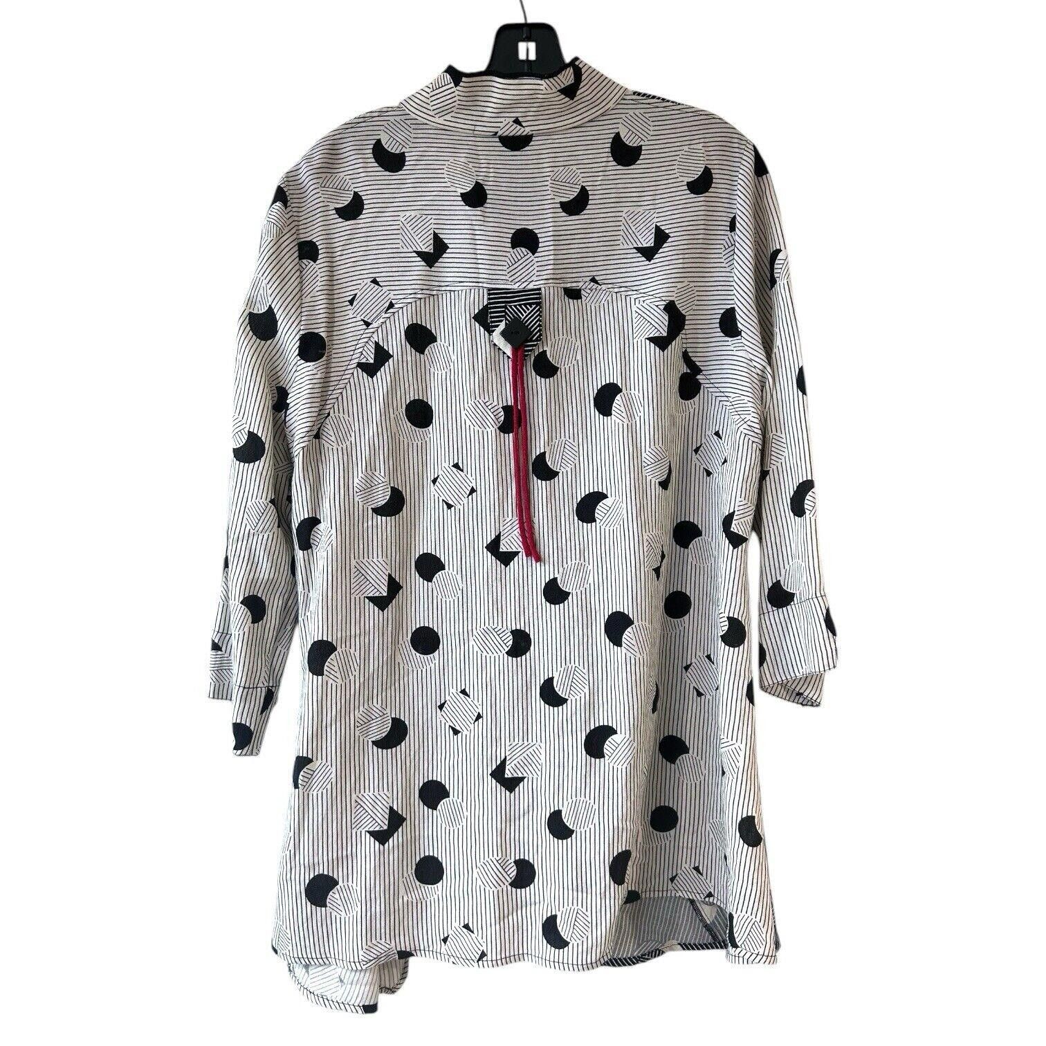 Designer Ali Miles Womens M Tunic Blouse Top Geometric Lagenlook Size M / US 6-8 / IT 42-44 - 3 Thumbnail