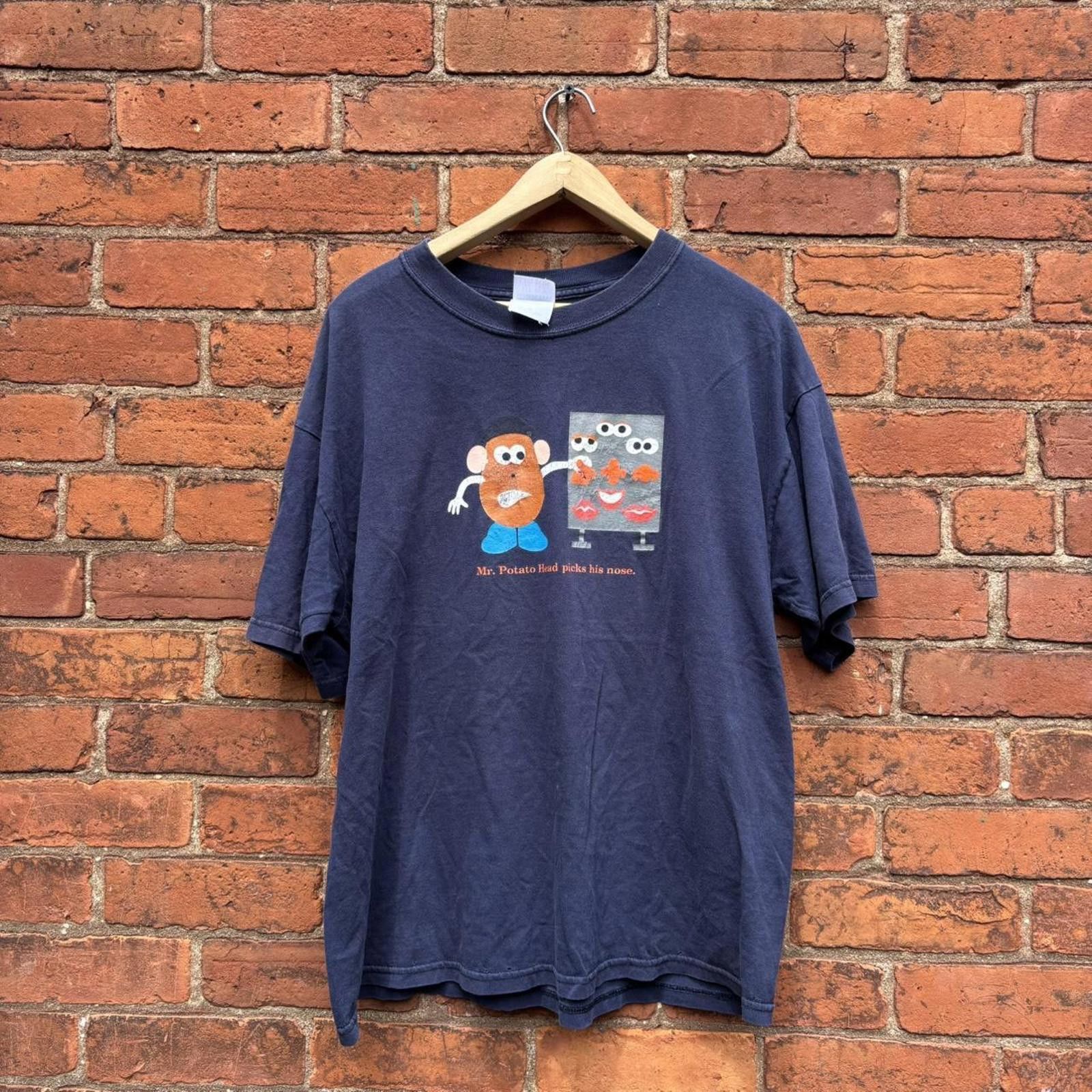 Gildan Vintage Mr potato head picks his nose t shirt 00s XL Size US XL / EU 56 / 4 - 1 Thumbnail