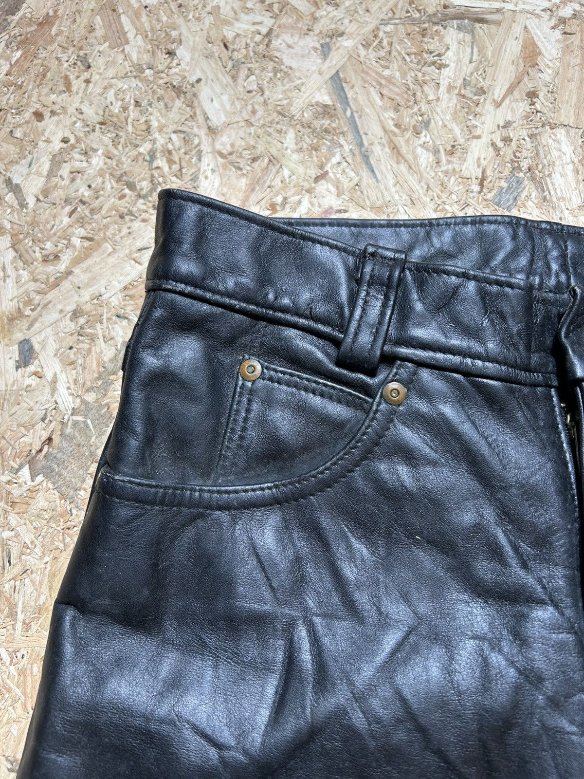 Schott Schott Perfecto Black Leather Pants Size US 31 - 4 Thumbnail