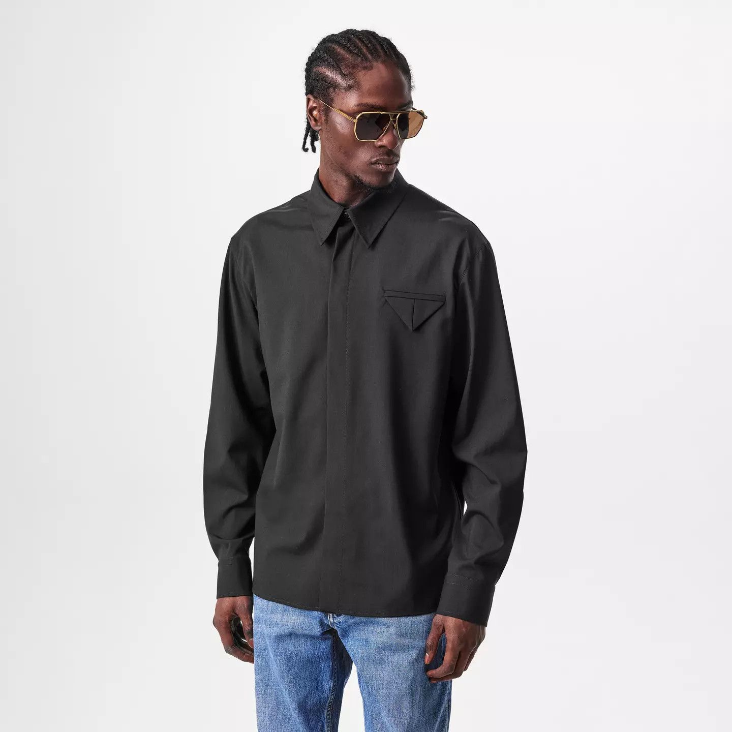Bottega Veneta o1g2r1mq0426 Long Sleeve Shirt in Black Size US L / EU 52-54 / 3 - 3 Thumbnail