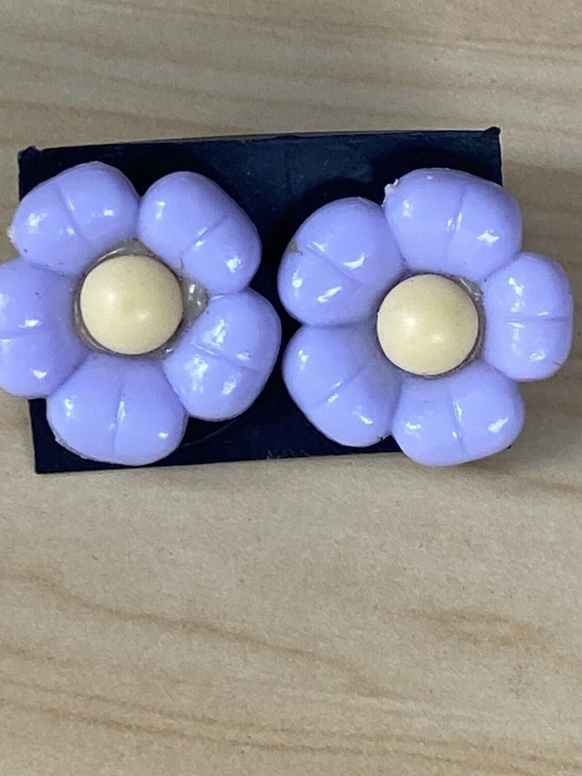 Handmade PIERCED STUD Cute Purple Multicolored Shiny Flower Earrings Size ONE SIZE - 1 Thumbnail