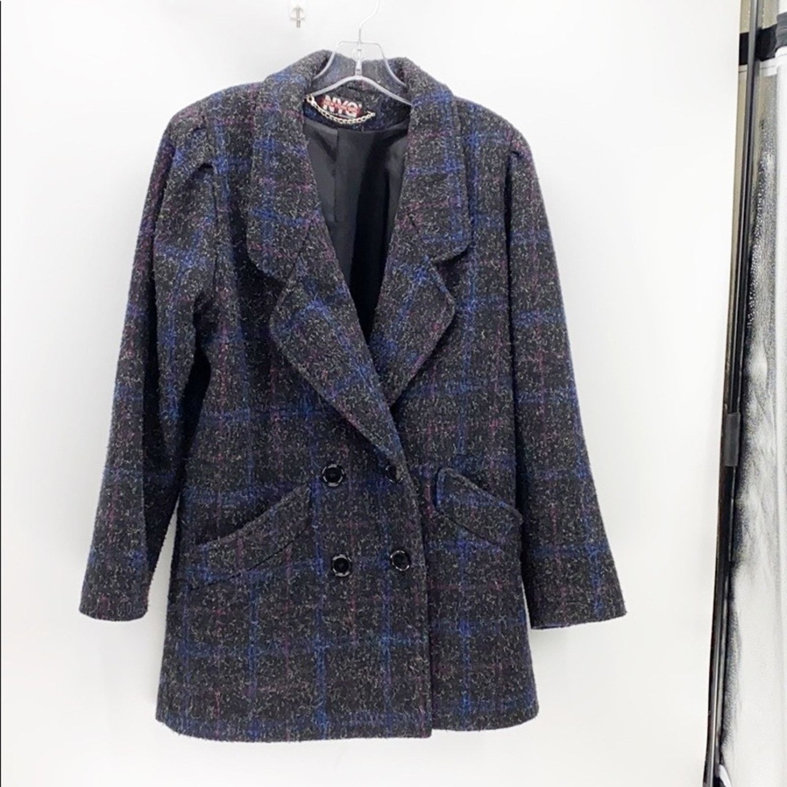 Vintage Vintage New York Girl boxy 80s windowpane marled wool Size L / US 10 / IT 46 - 1 Thumbnail
