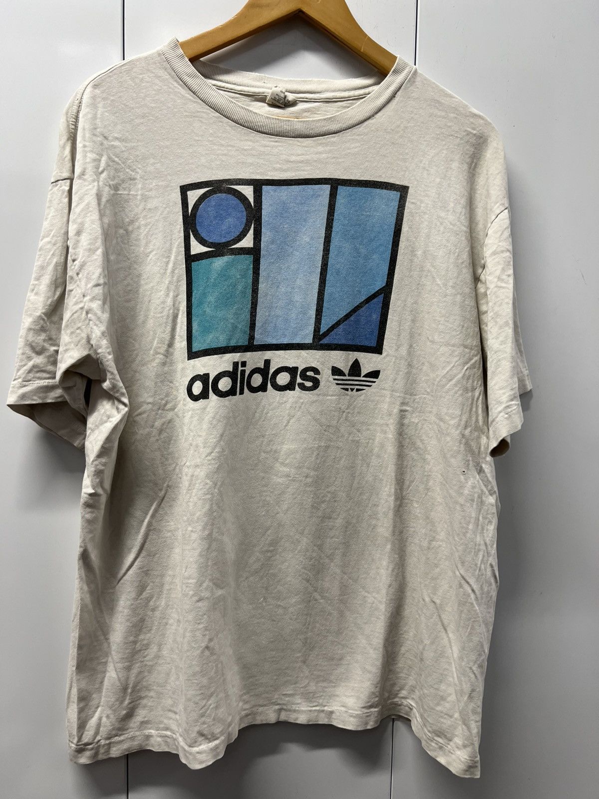 80's Vintage Adidas Trefoil Ivan Lendl Tennis Retro Shirt in Beige, Men's (Size Xl)