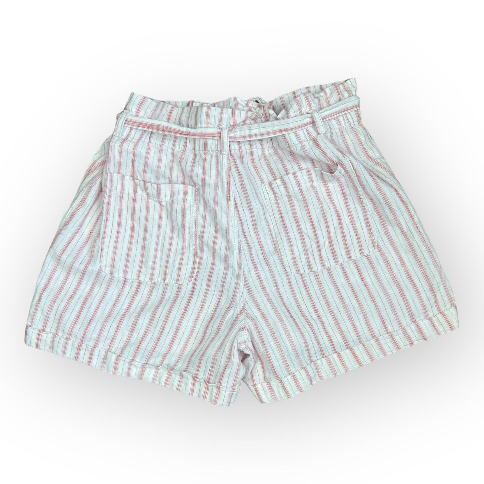 Loft Ann Taylor LOFT Striped Paperbag Waist Shorts - Linen Blend Size 32" / US 10 / IT 46 - 5 Thumbnail