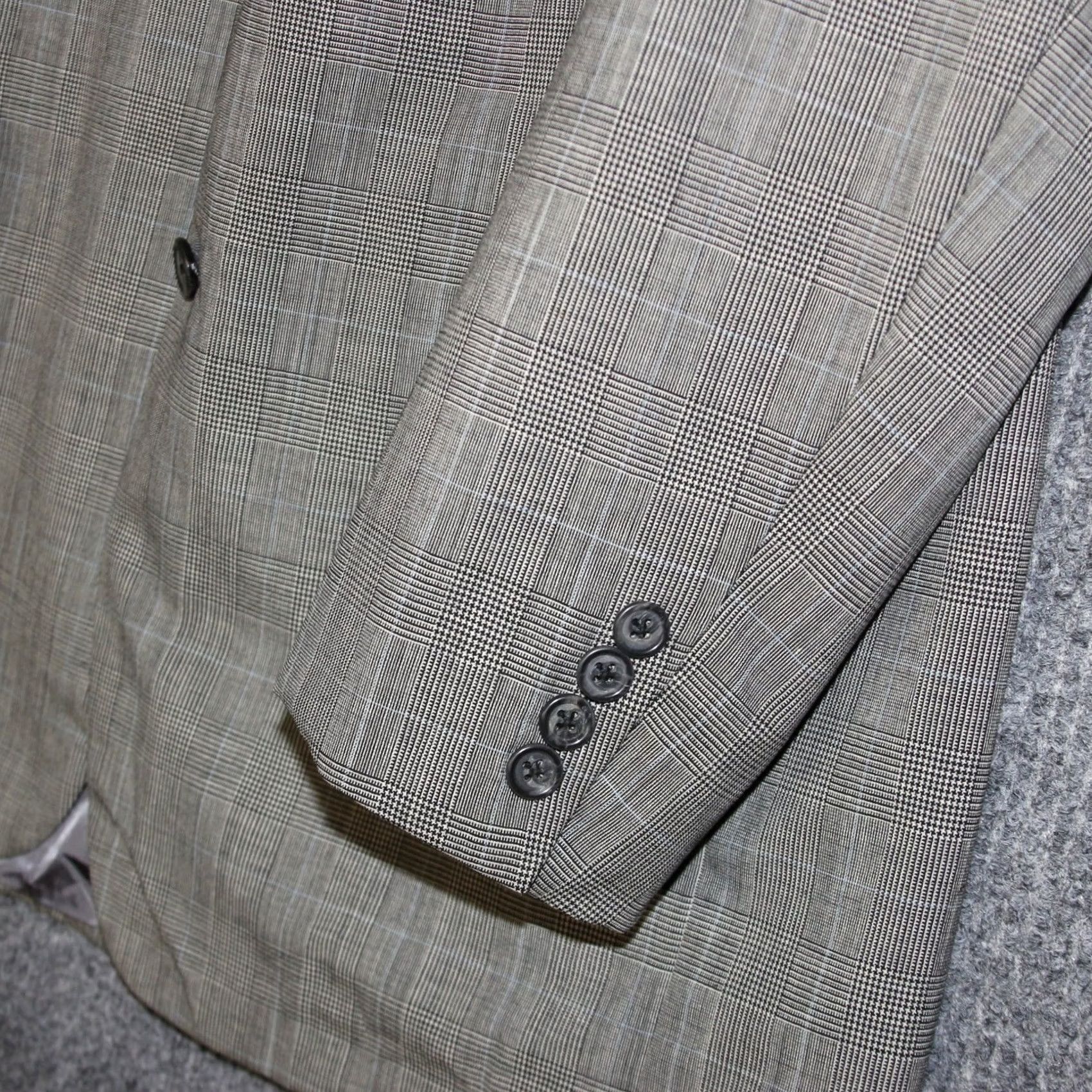 Vintage VINTAGE Hickey Freeman Blazer Jacket Suit Gray Plaid Wool Long Size 42 Men's Size 42R - 3 Thumbnail