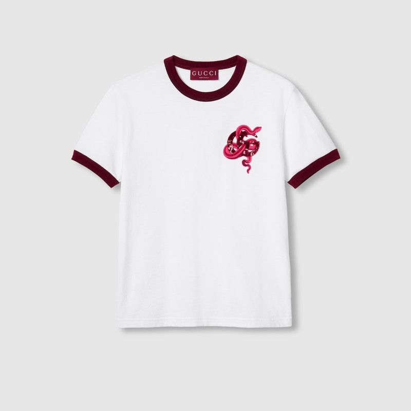Gucci o1la5ras0526 Cotton Jersey Short-Sleeve T-Shirt in White Size M / US 6-8 / IT 42-44 - 1 Thumbnail