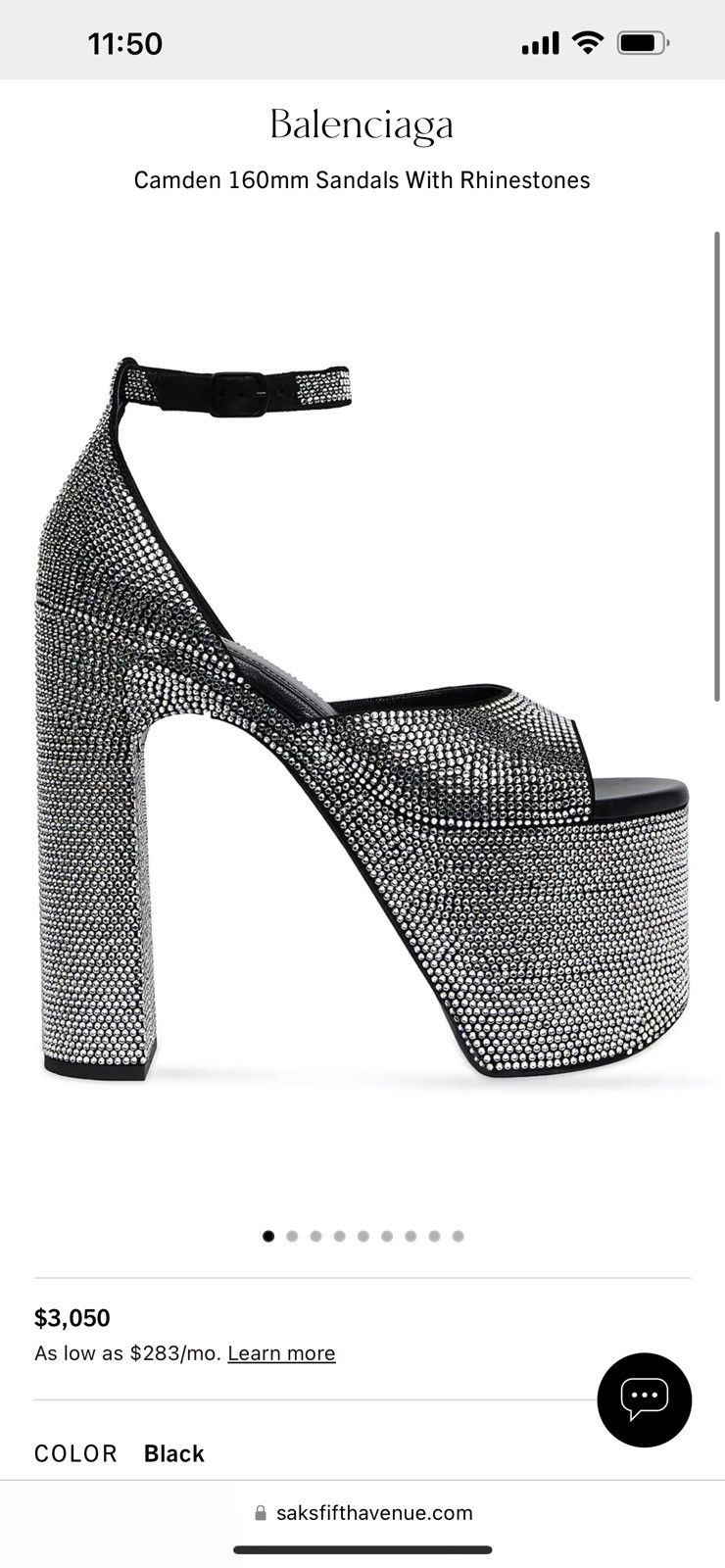 image of Balenciaga Camden 160Mm Sandals With Rhinestones in Silver, Women's (Size 11)