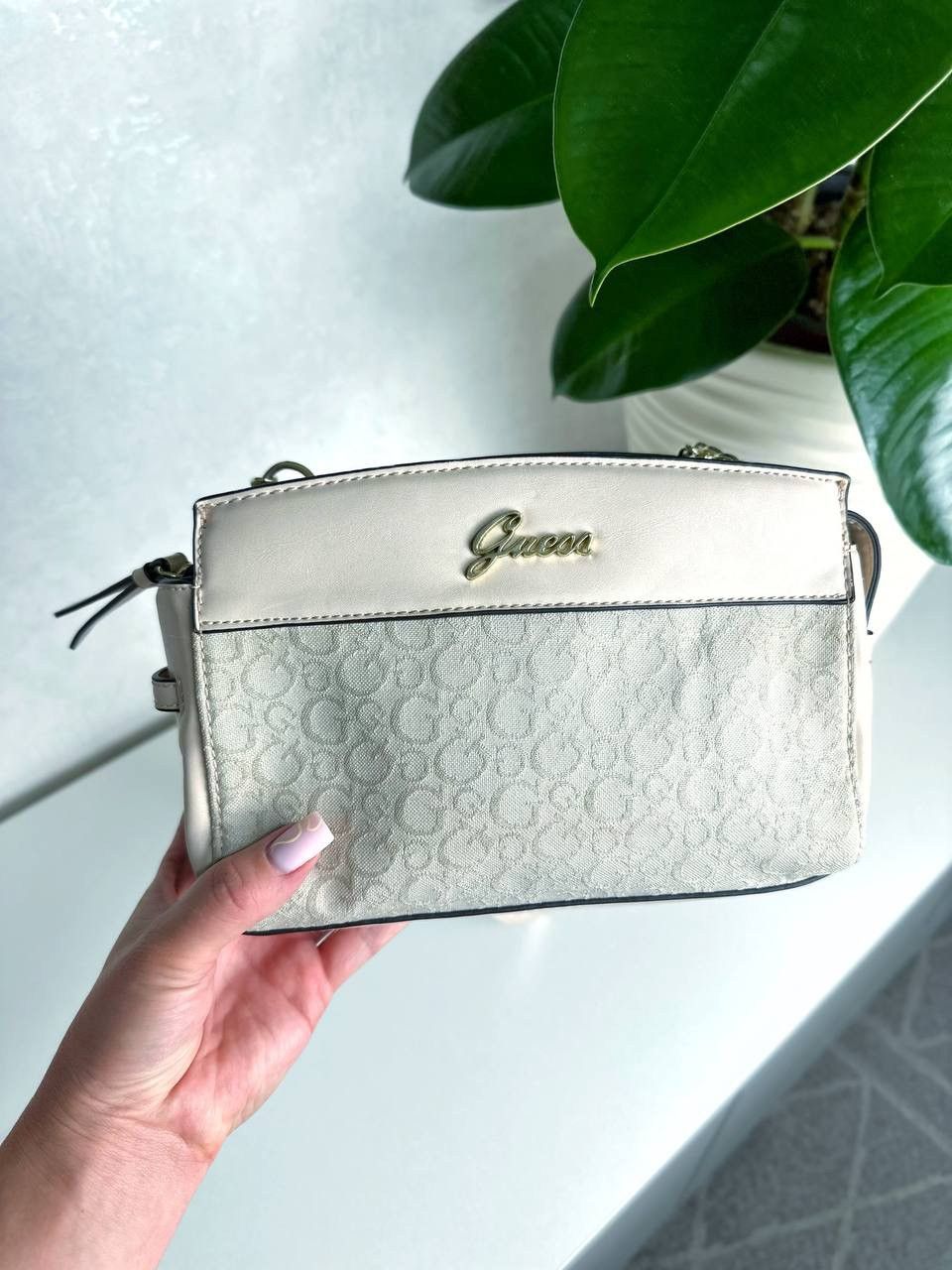 Guess Guess Mini Monogram Crossbody Bag - Canvas & Gold Chain Size ONE SIZE - 2 Thumbnail