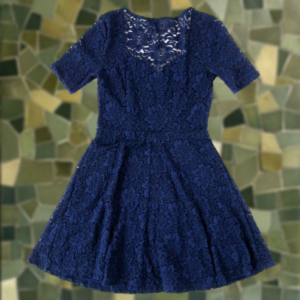 Needles Pins And Needles Urban Outfitters Blue Stretch Lace Short Sleeve Sheath Dress S Size 28" / US 6 / IT 42 - 1 Thumbnail