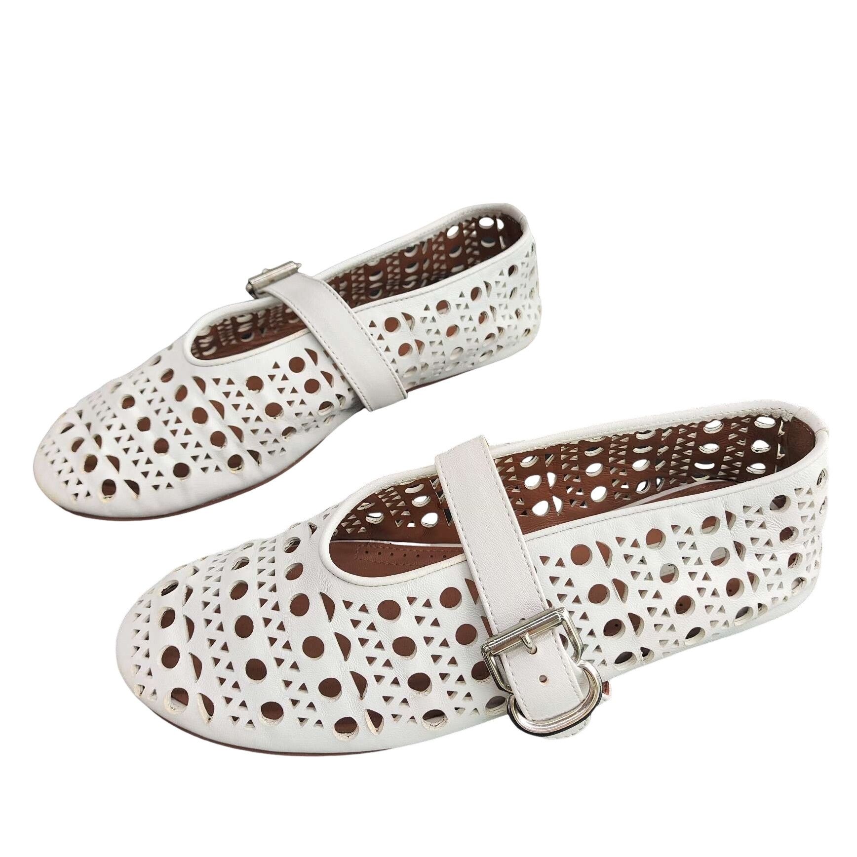 Alaia Alaia White Laser-Cut Flat Shoes Size 38 Size US 8 / IT 38 - 1 Thumbnail