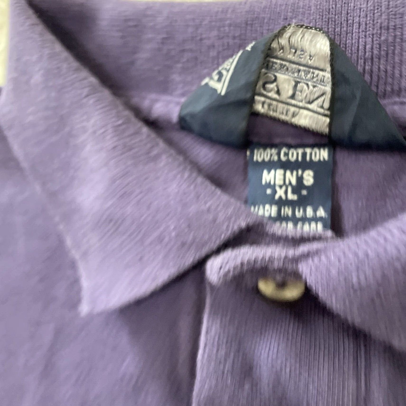 Lands' End Lands' End Polo Shirt Mens XL Purple Vintage 90s Preppy Made USA Retro Knit Cotton Solid Short Sleeve Button Chest 52"} Size US XL / EU 56 / 4 - 5 Thumbnail