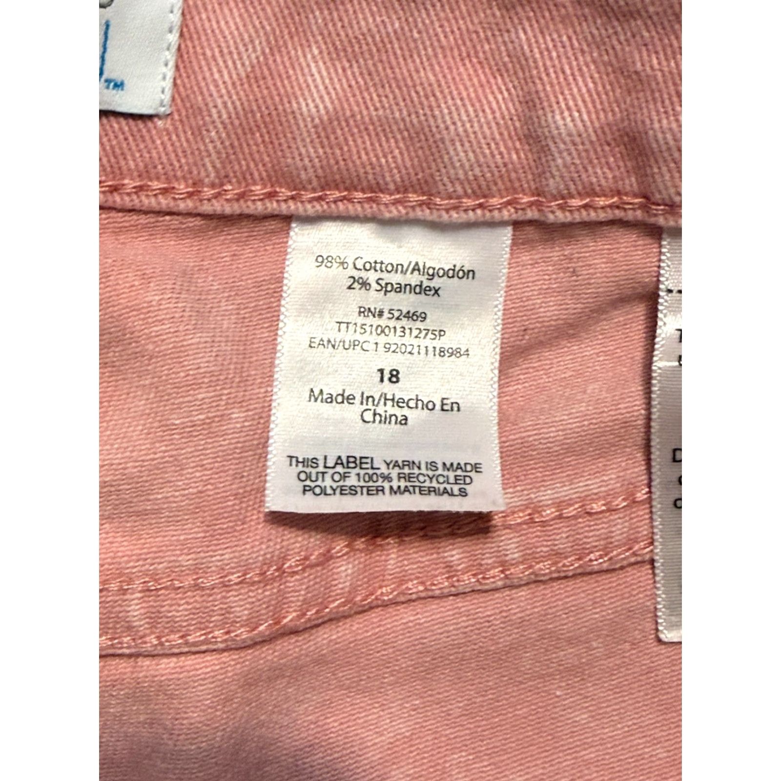 Vintage Time & Tru Jeans Women's 18 Pink Light Wash Raw Hem Straight Button Fly Jeans Size 40" / US 18 - 6 Thumbnail