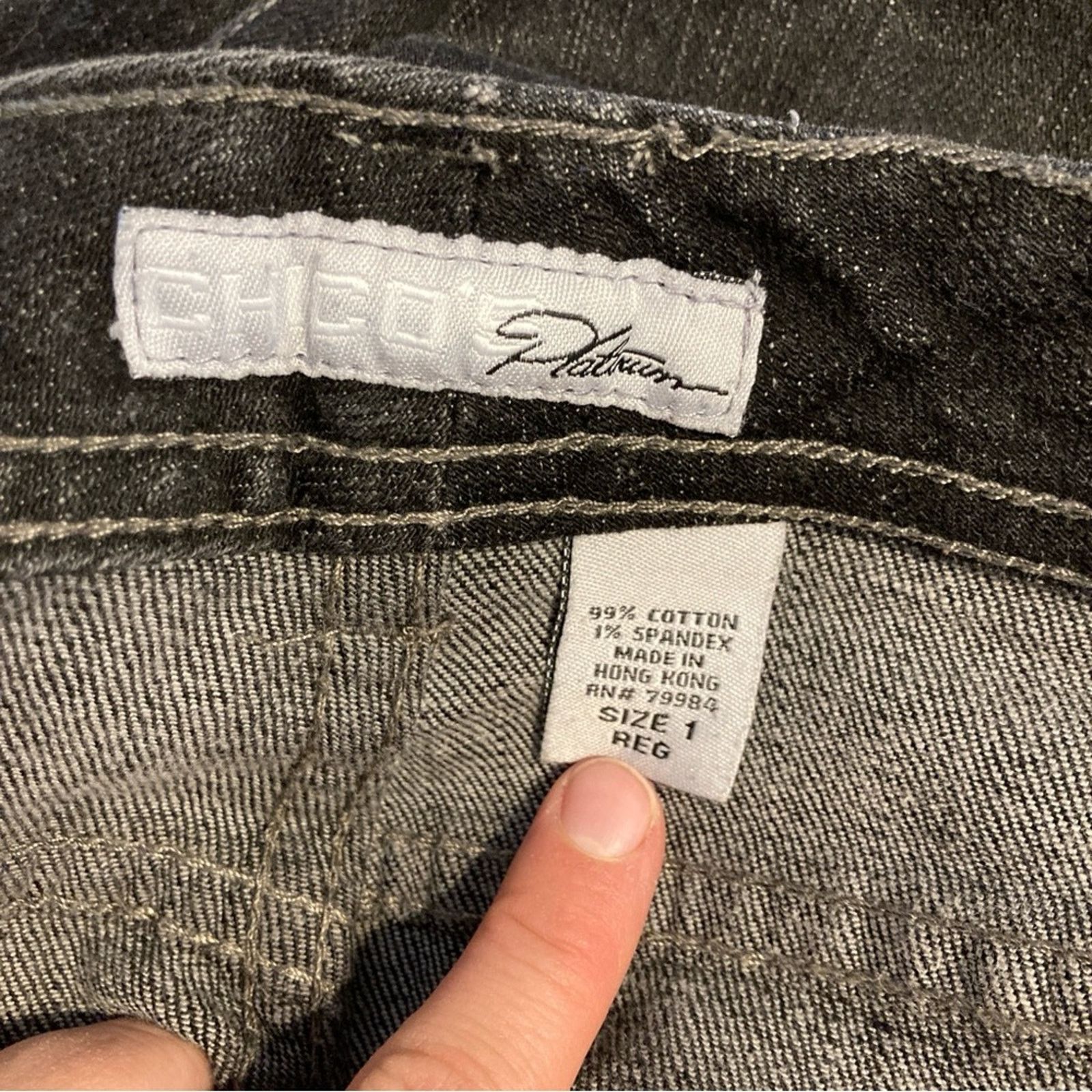 Chicos Chico’s Platinum Quartz Black Boot Cut Straight Denim Jeans Size 34" / US 12 / IT 48 - 9 Thumbnail