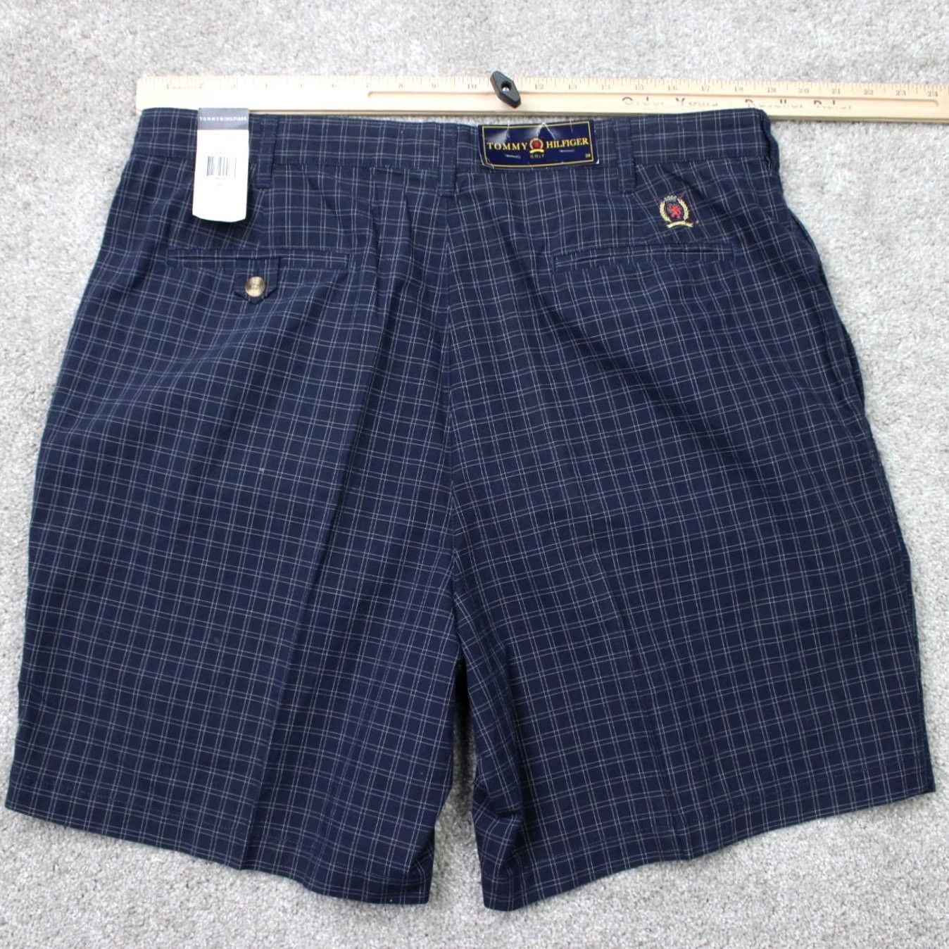 Tommy Hilfiger Tommy Hilfiger Mens 38 Blue Checkered Chino Shorts 100% Cotton 8" Flat Front NWT Casual Slim Progressive? Size US 38 / EU 54 - 6 Thumbnail