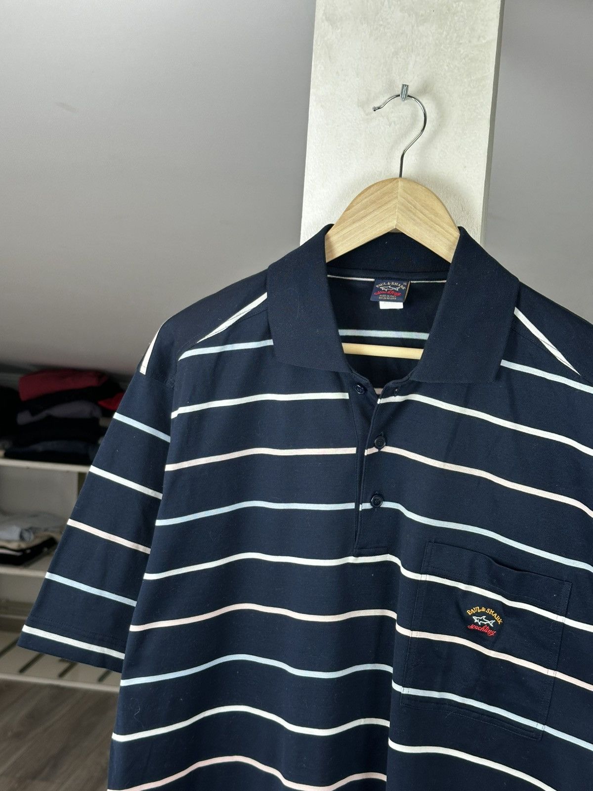 Paul & Shark PAUL & SHARK Polo Shirt Short Sleeved Tee Top Retro Striped Size US XL / EU 56 / 4 - 2 Thumbnail