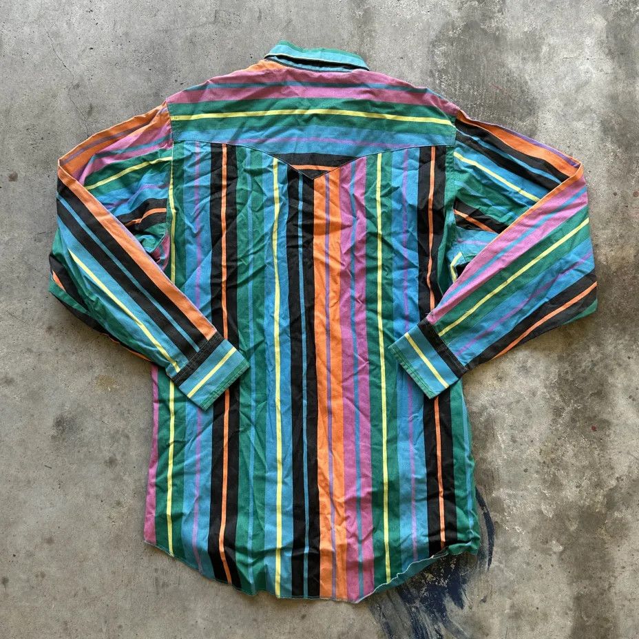 Wrangler Vintage Wrangler Brushpopper Western Striped Button Shirt Size US L / EU 52-54 / 3 - 5 Thumbnail