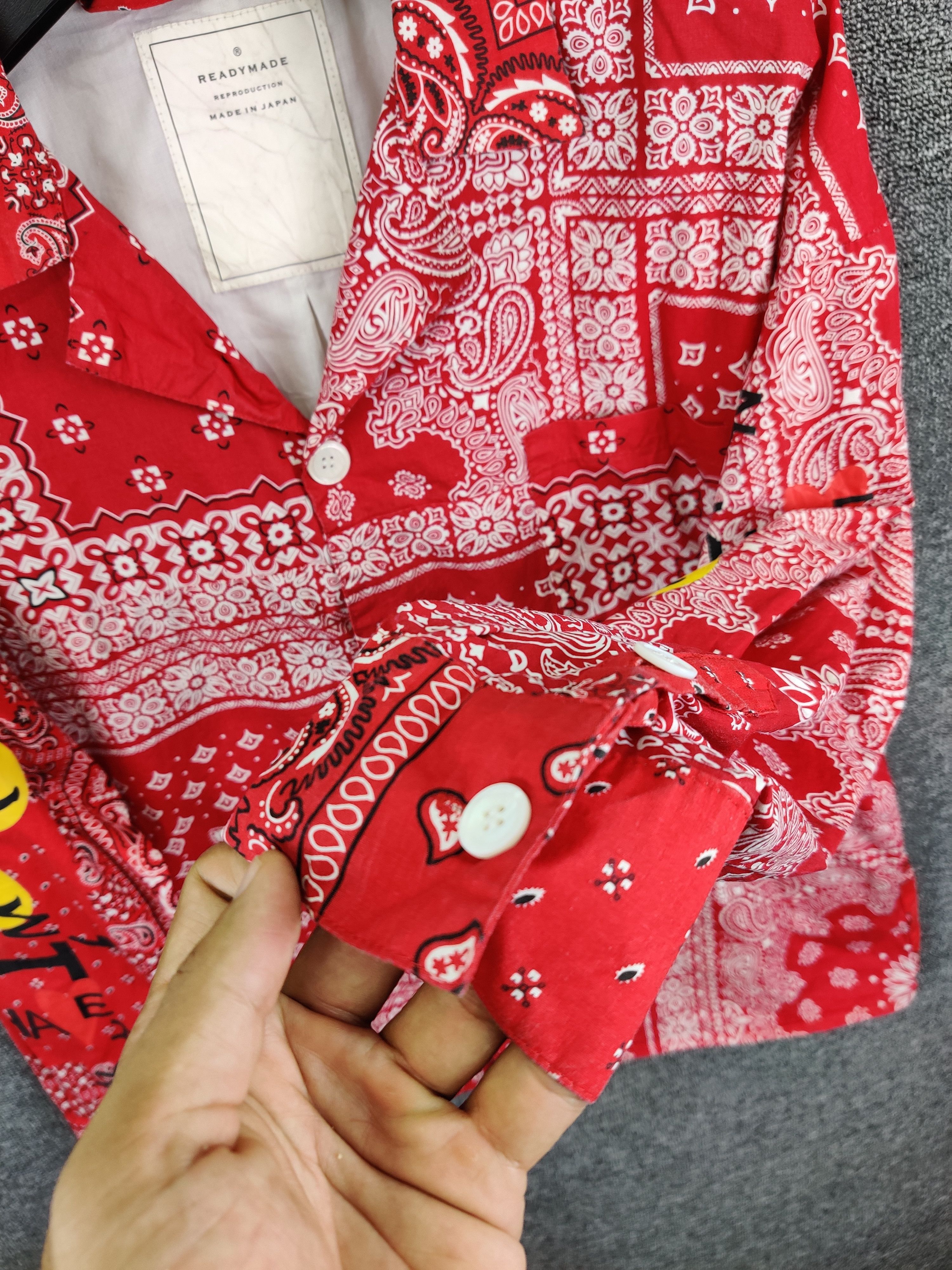 Nice❗Vintage READYMADE Bandana Red Shirts Button Ups