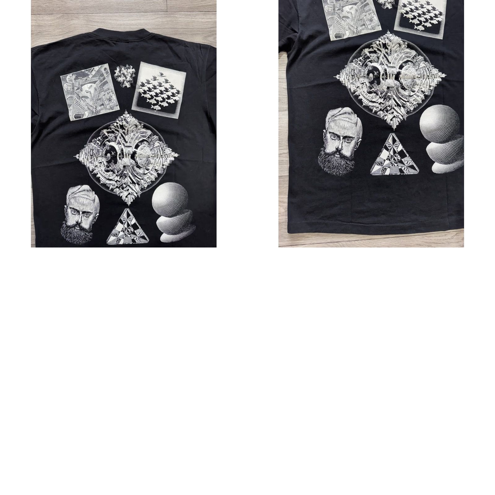 VINTAGE MC ESCHER T-Shirt All Over Print Black Tee ANDAZIA XL Mens