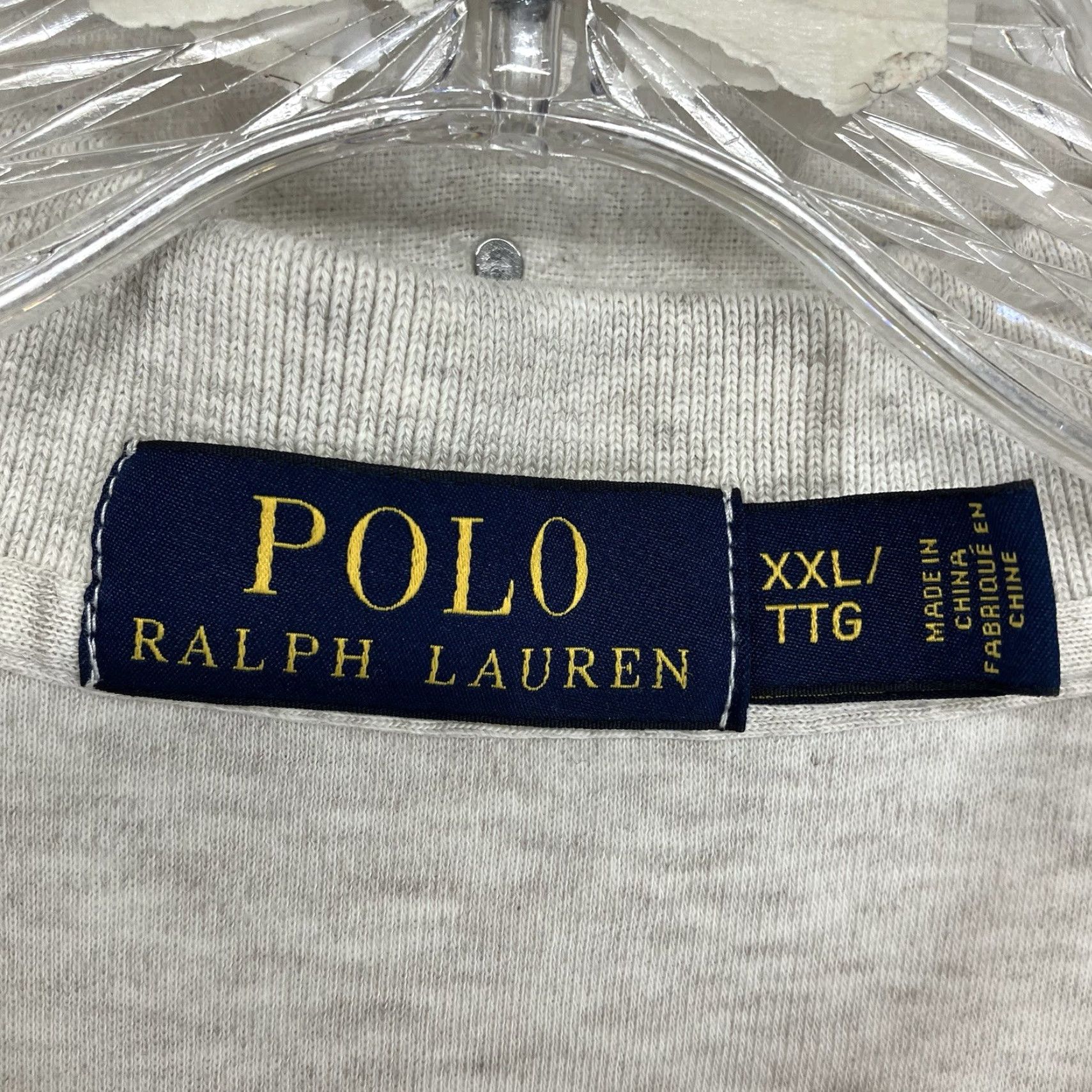 Polo Ralph Lauren Vintage Polo Ralph Lauren Men’s Polo Shirt 2XL Short Sleeve Cotton Light Oatmeal Navy Logo Classic Size US XXL / EU 58 / 5 - 3 Thumbnail