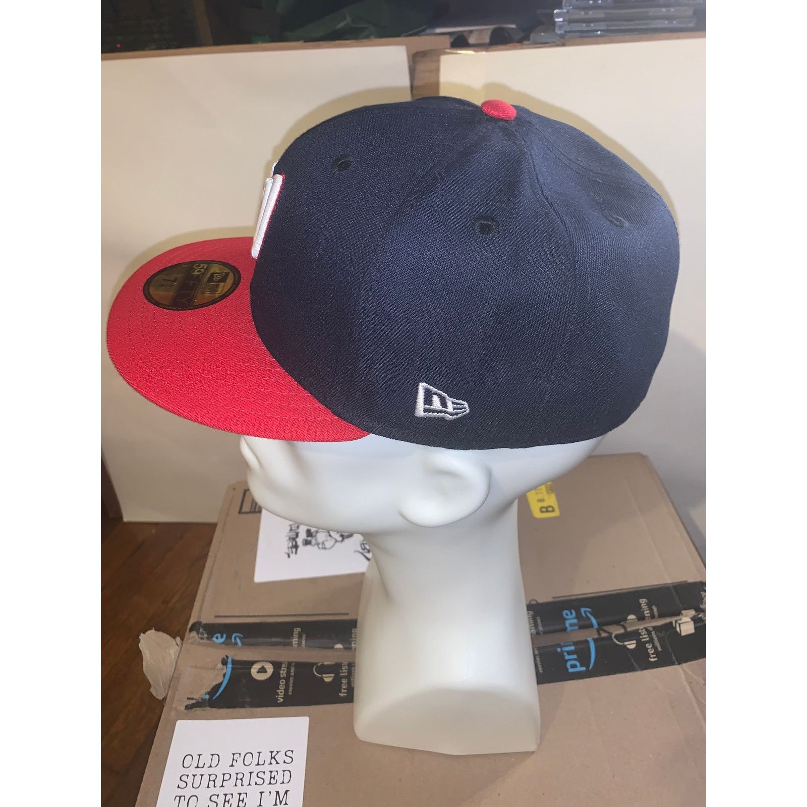 New Era Washington Nationals New Era Fitted Hat 7 5/8 Navy Red Size ONE SIZE - 4 Thumbnail