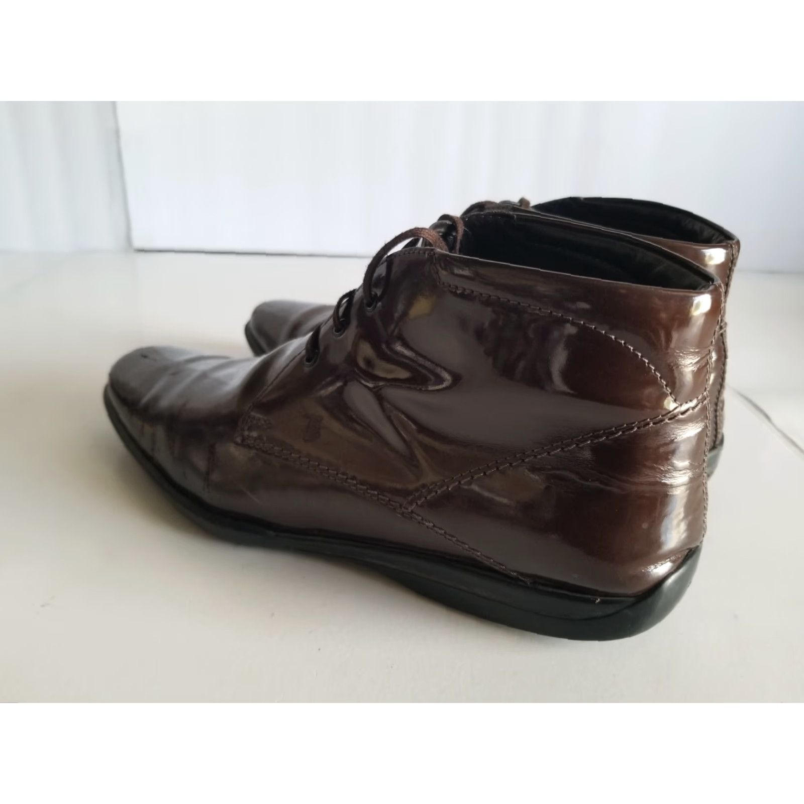 Vintage Tod’s Chukka Boots Mens 8.5 9 Brown Suede Ankle Lace Up Chelsea Mid Top Leather Lining Sheepskin Comfort Slips Resistant Size US M / EU 48-50 / 2 - 4 Thumbnail