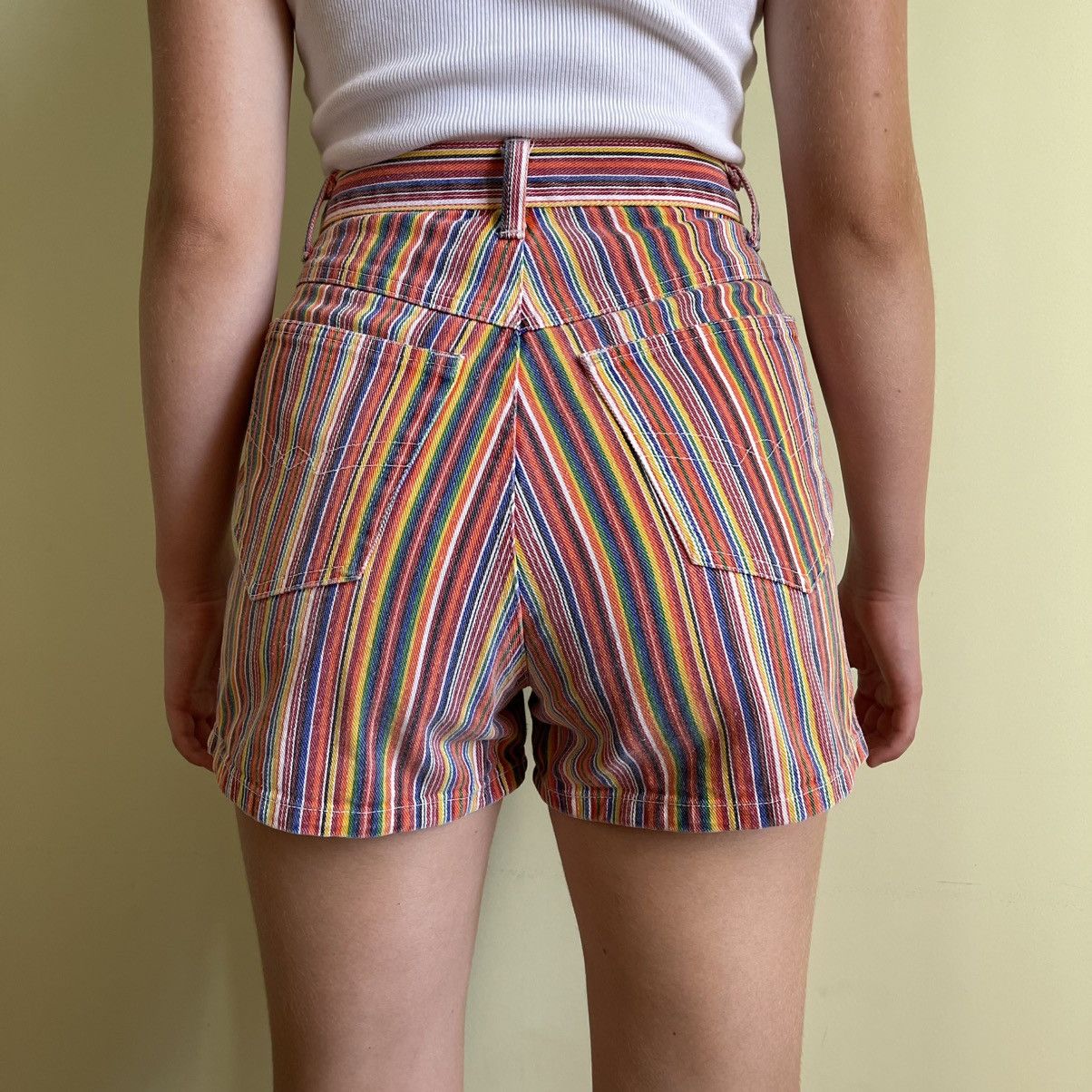 Vintage Rough Wear Blues High Rise Striped Denim Shorts 90s Y2K Size 27" / US 4 / IT 40 - 6 Thumbnail