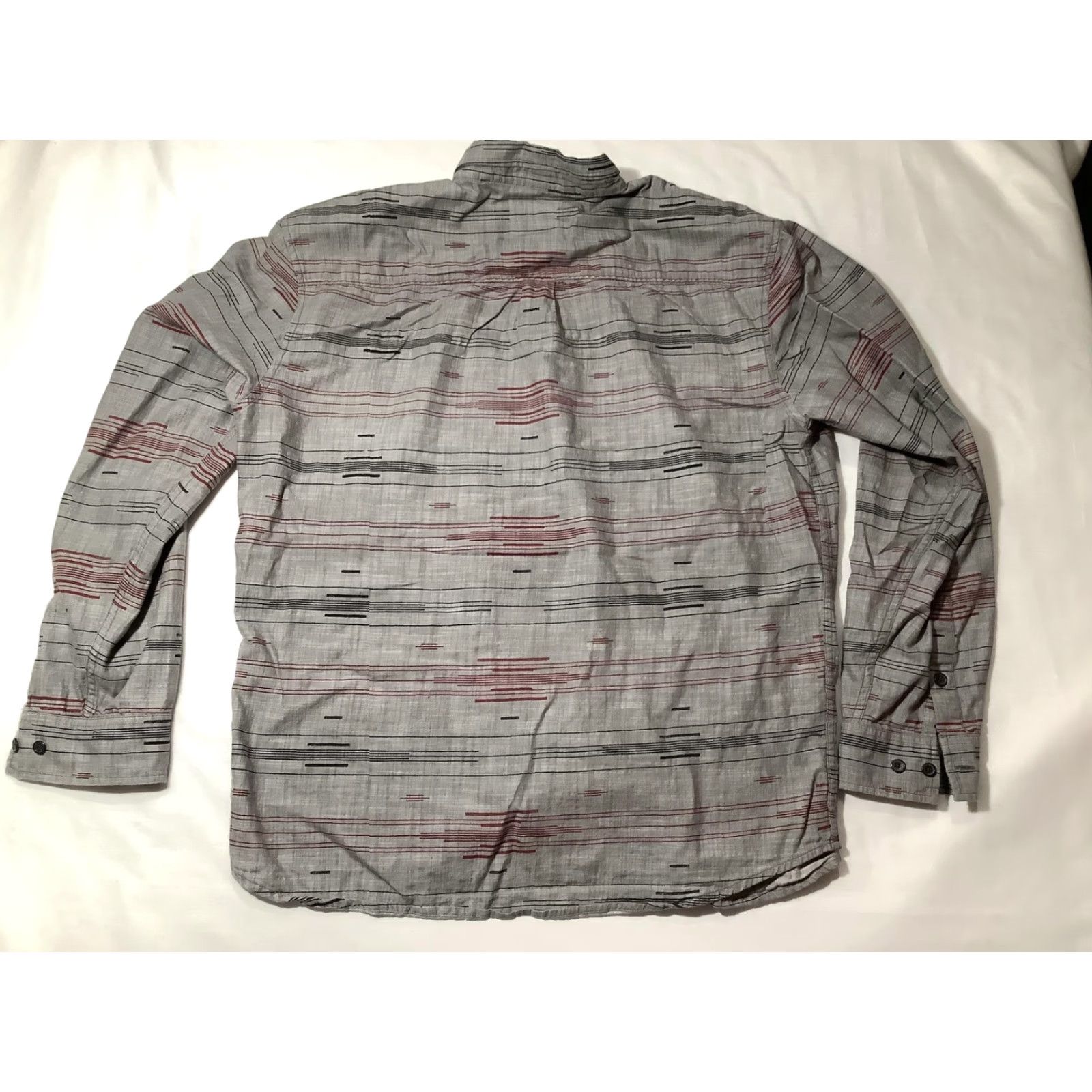 Prana prAna Shirt Mens XL Gray Red Stripe Button Front Long Sleeve Casual Outdoor Size US XL / EU 56 / 4 - 6 Thumbnail
