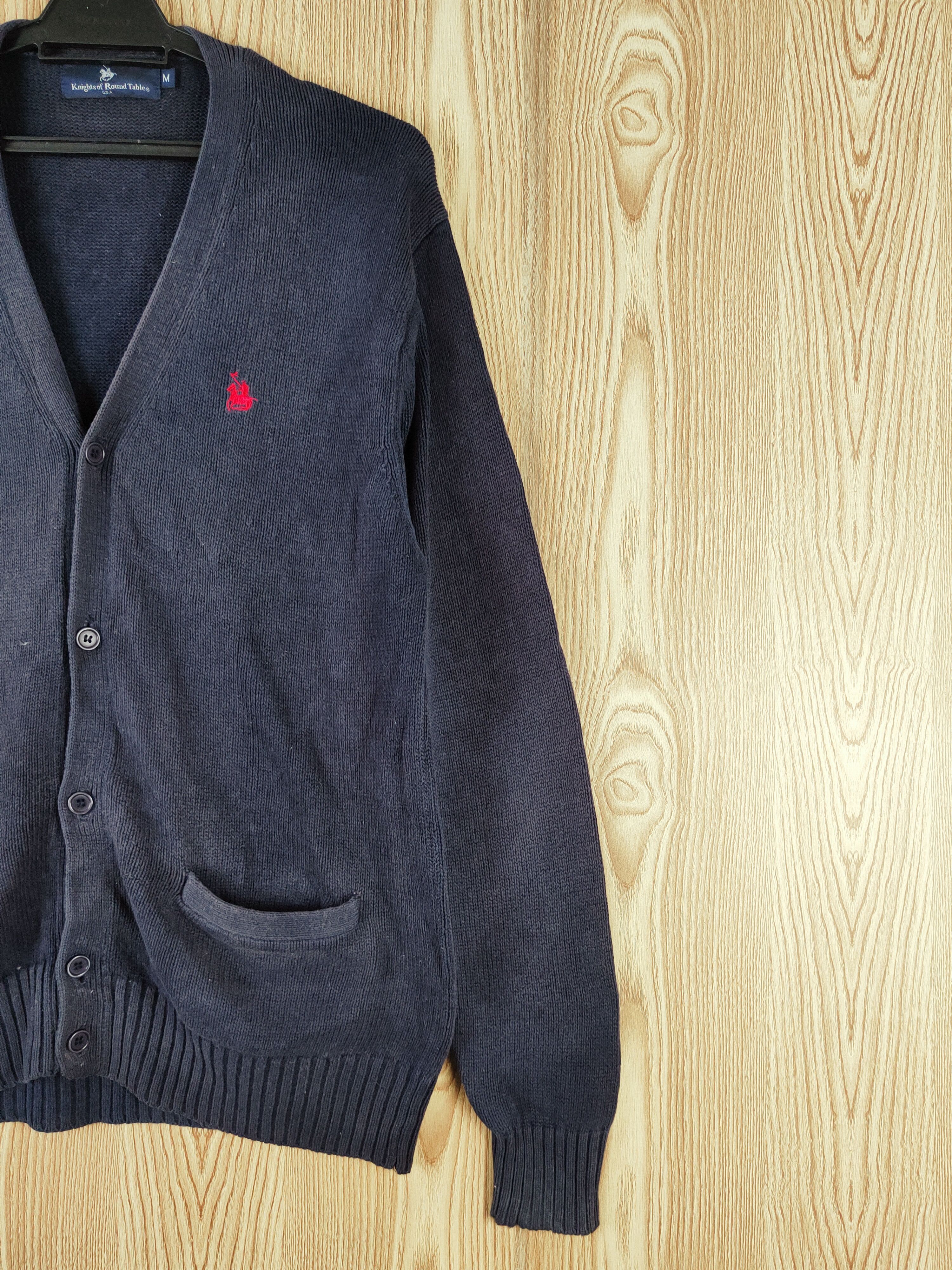 Homespun Knitwear × Vintage COOL💥Knights of Round Tables Navy Faded Knitwear Cardigan Size US M / EU 48-50 / 2 - 6 Thumbnail
