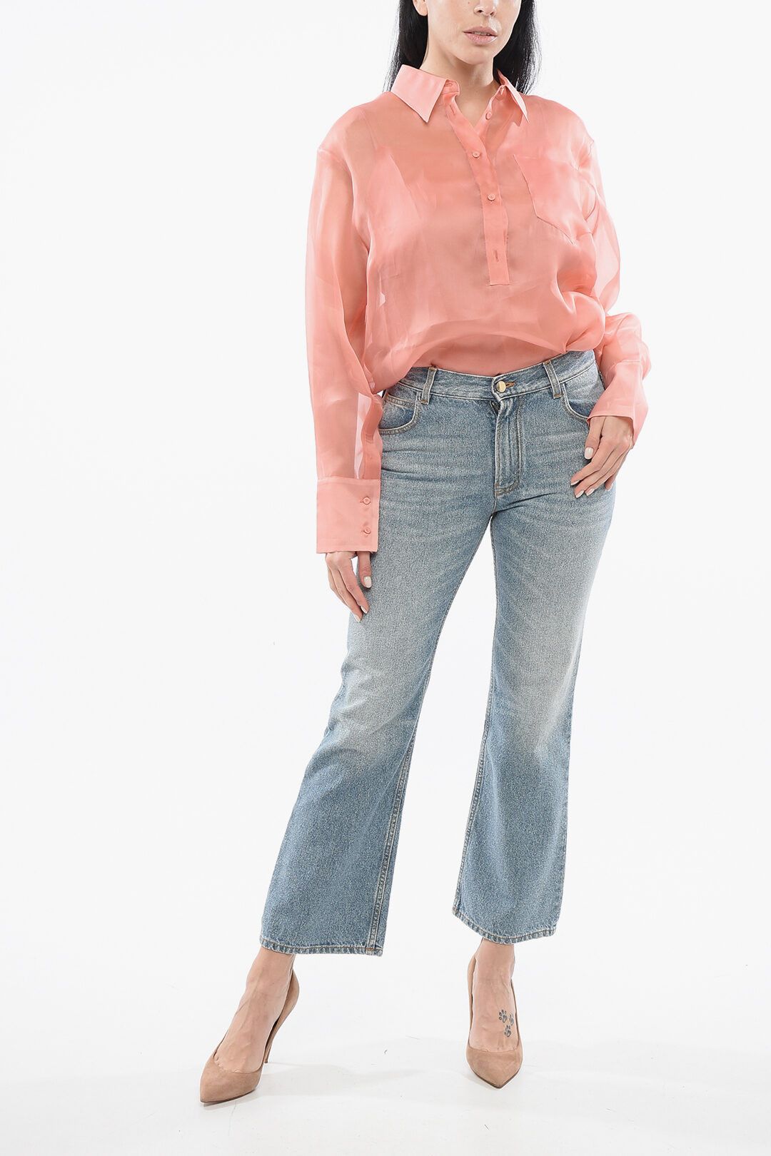 Chloe og1mm1125 Light Washed Flared Fit Denim in Light Blue Size 28" / US 6 / IT 42 - 4 Thumbnail